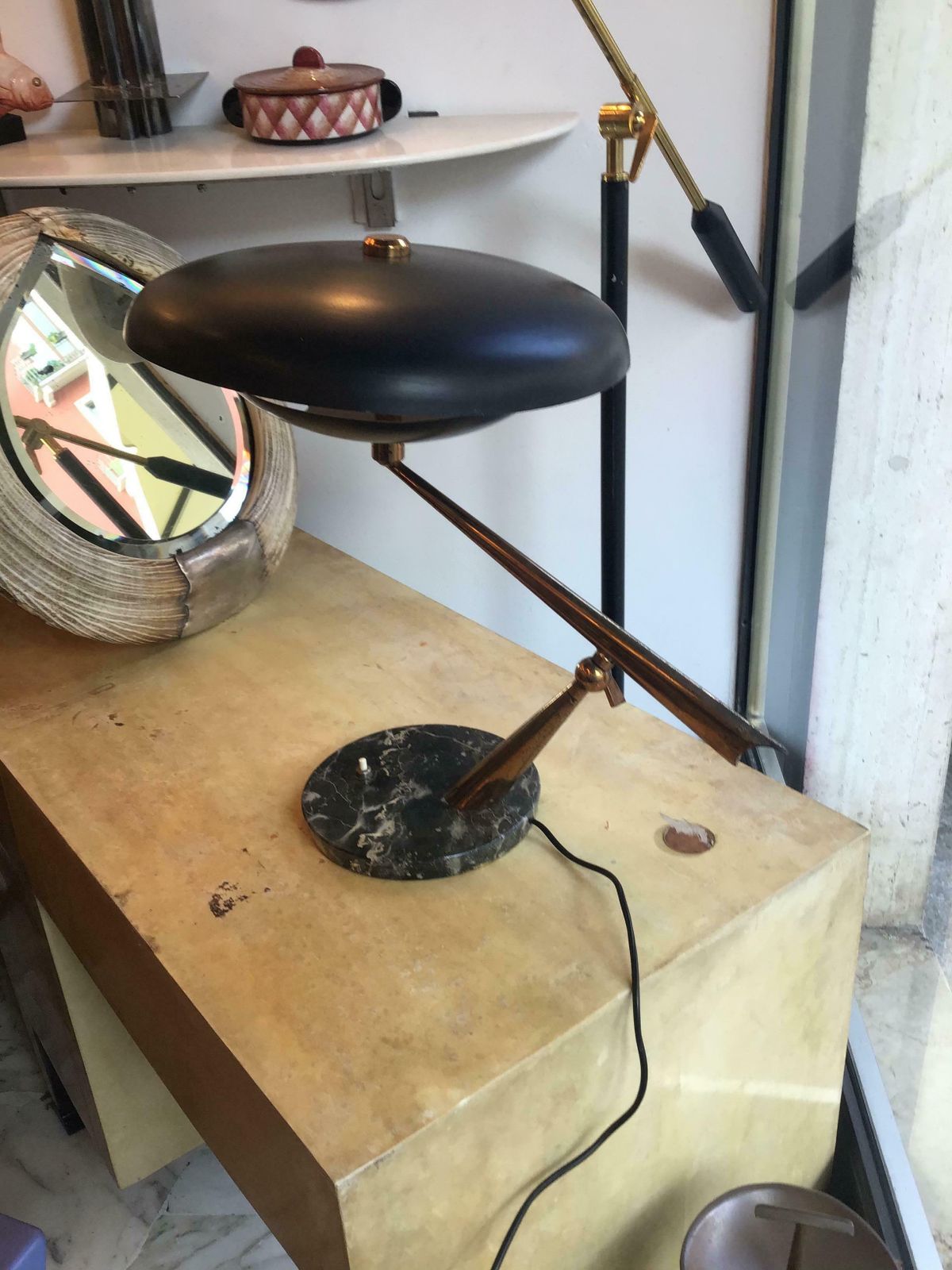 Lumi Oscar Torlasco Table Lamp Marbre Brass Metal Adjustable 1940 Italy photo vintage