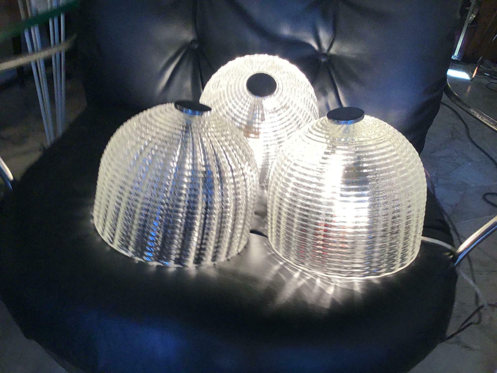 Seguso Sconces Ceilling Light Murano Glass Metal Crome 1950 Italy photo for sale