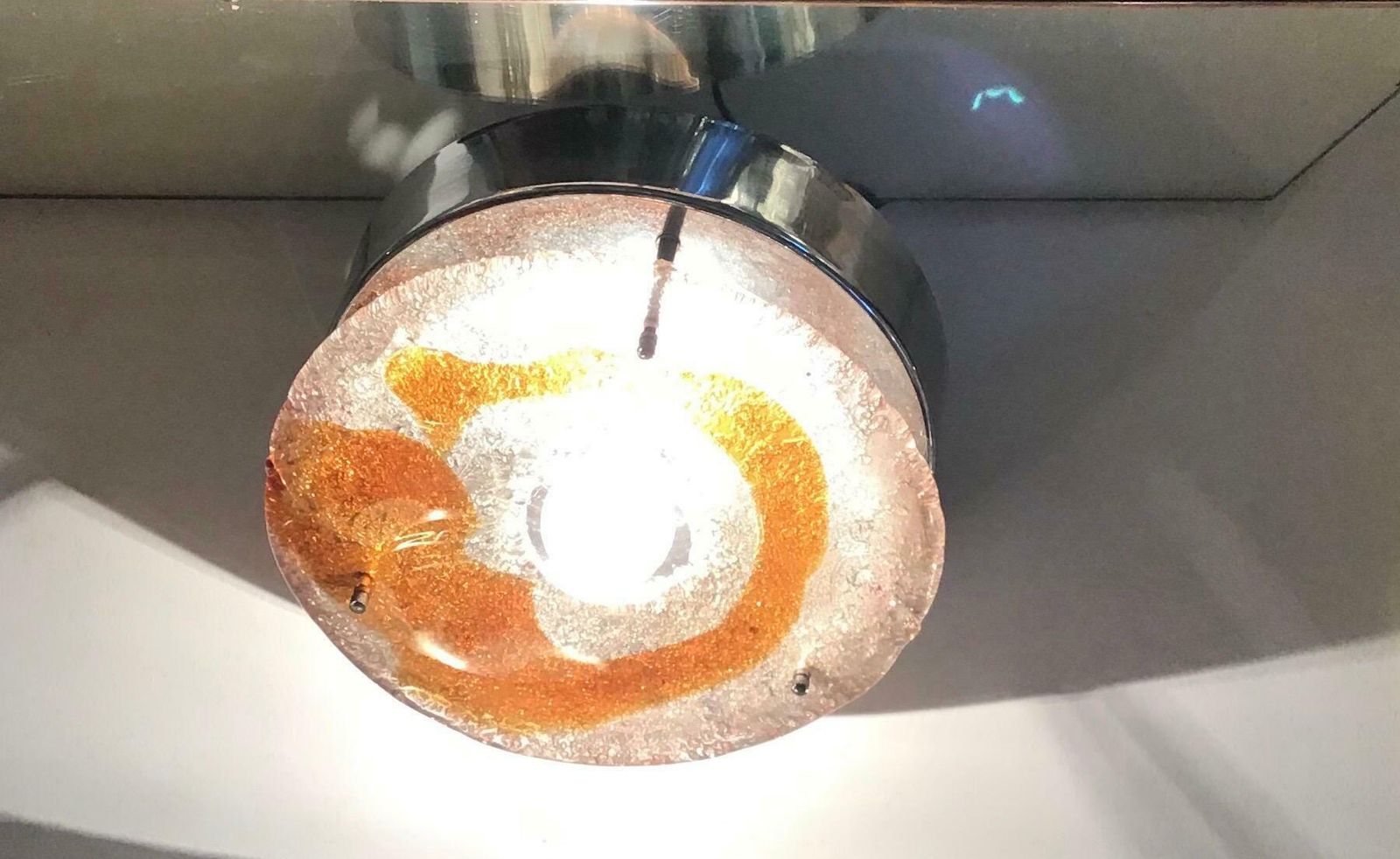Mazzega Ceiling Light Murano Glass Metal Crome, 1960, Italy photo furniture