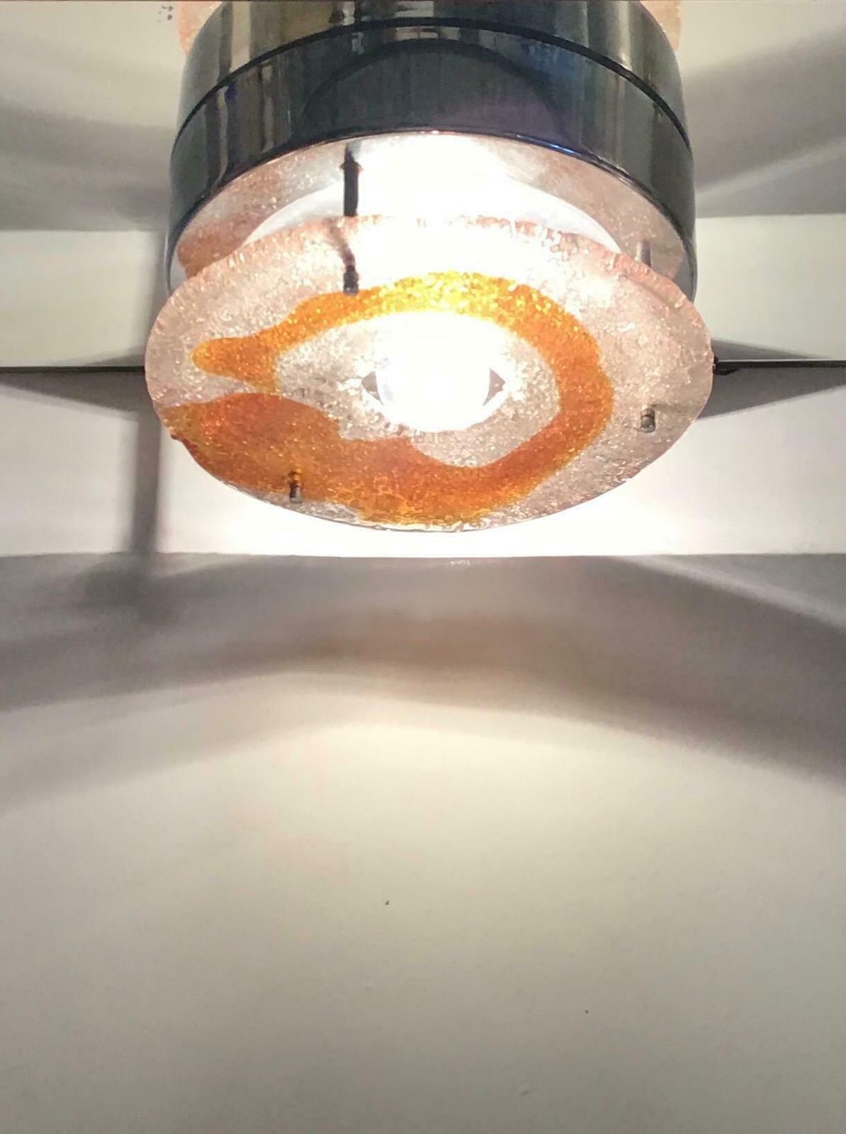 Mazzega Ceiling Light Murano Glass Metal Crome, 1960, Italy photo vinterior