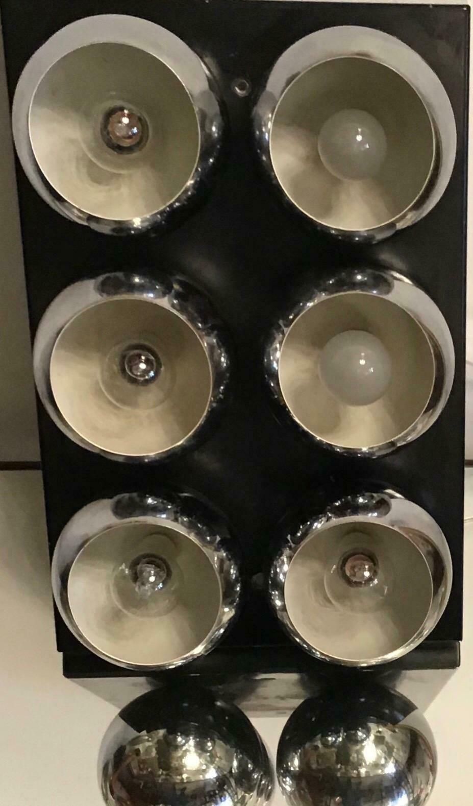 photo furniture Arredoluce Angelo Lelii Ceiling Light Metal Crome 6/Lights 1955/Italy