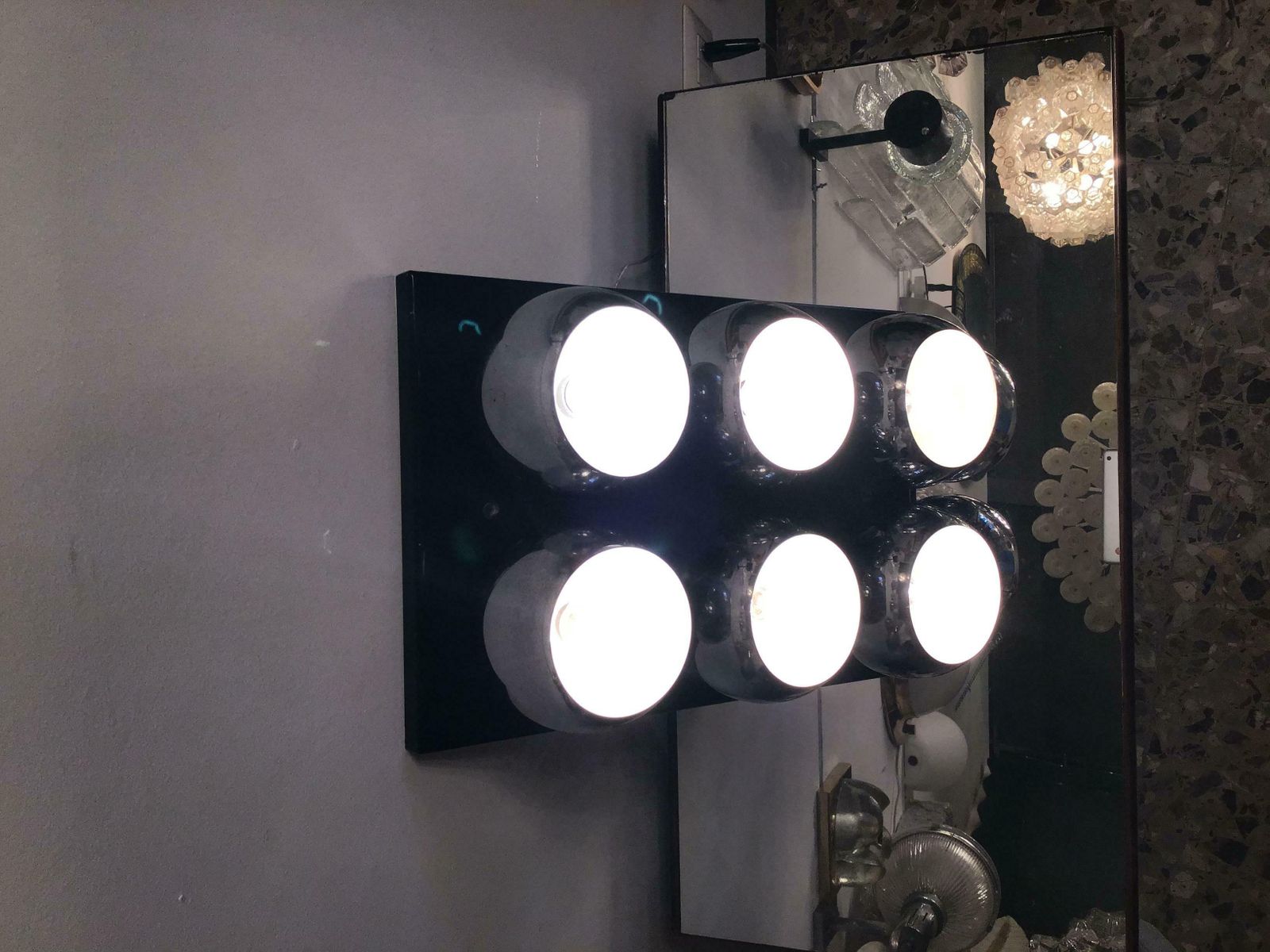 photo for sale Arredoluce Angelo Lelii Ceiling Light Metal Crome 6/Lights 1955/Italy