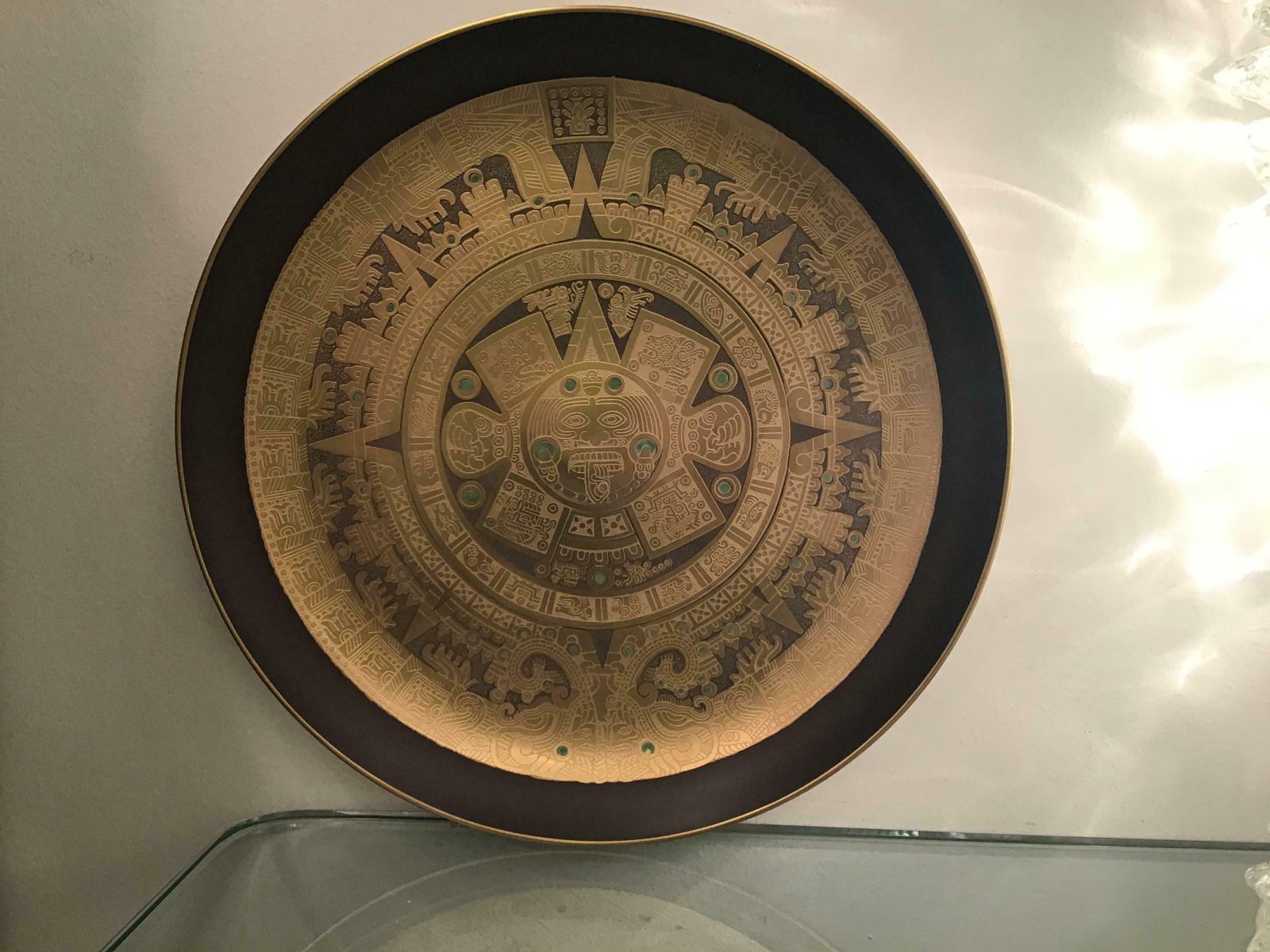 photo for sale Morbelli Porcelain Pietra Del Sole Wall Plate Worked With Pure Gold 1960 Italy