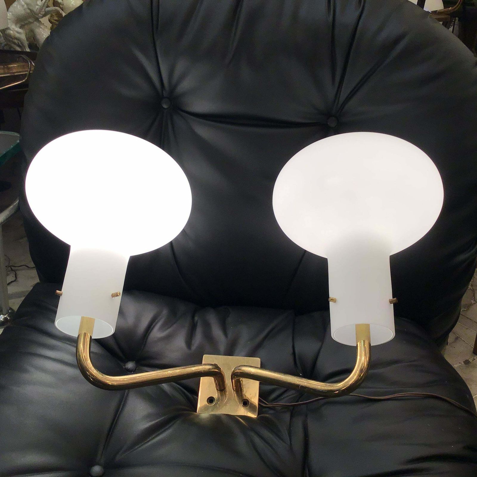 Ignazio Gardella Azucena Sconce Brass Opaline Glass 1955 Italy photo 4340.0