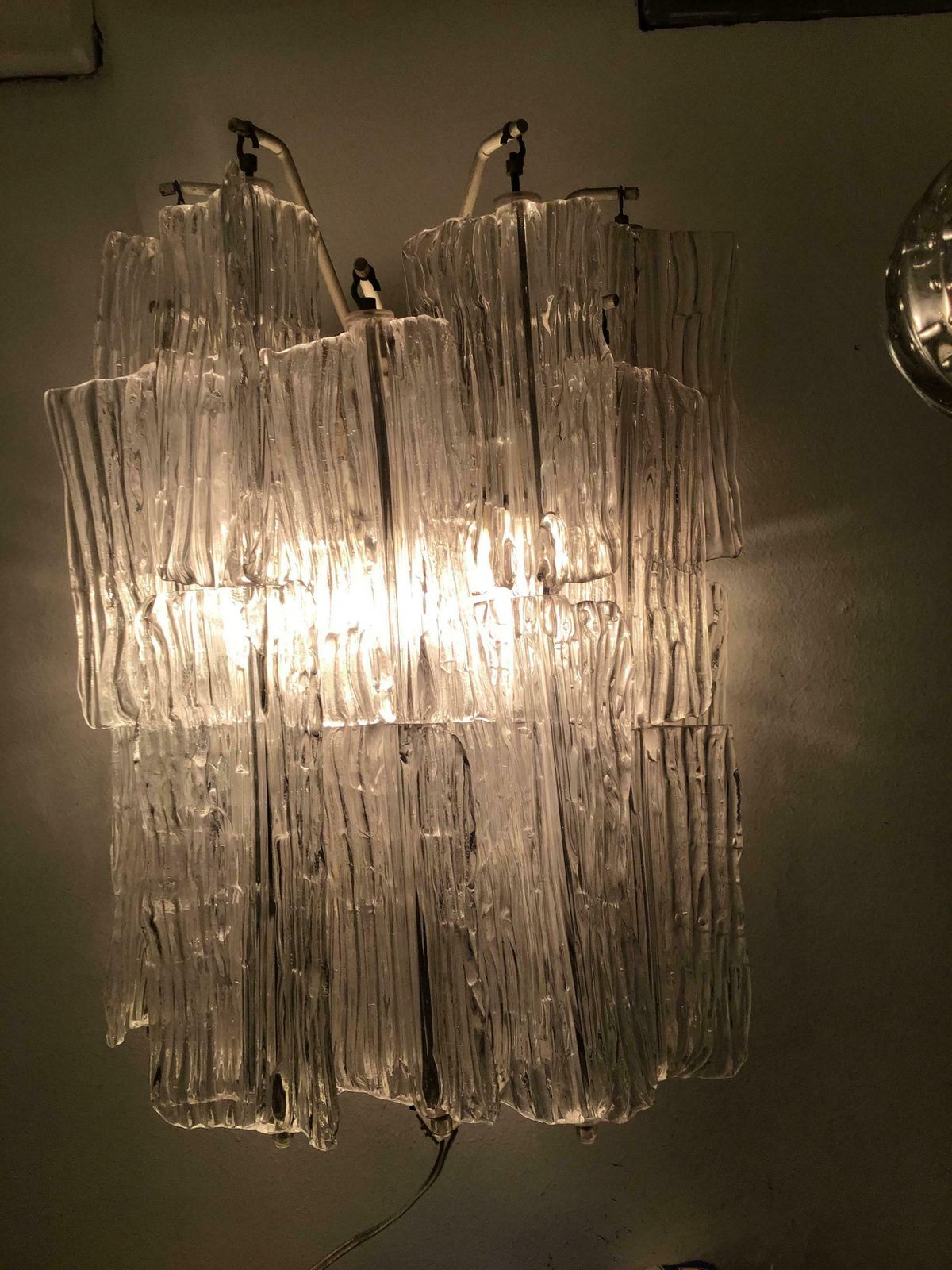photo furniture Venini “Toni Zuccheri “ Sconce Murano Glass Metal Crome 1950 Italy