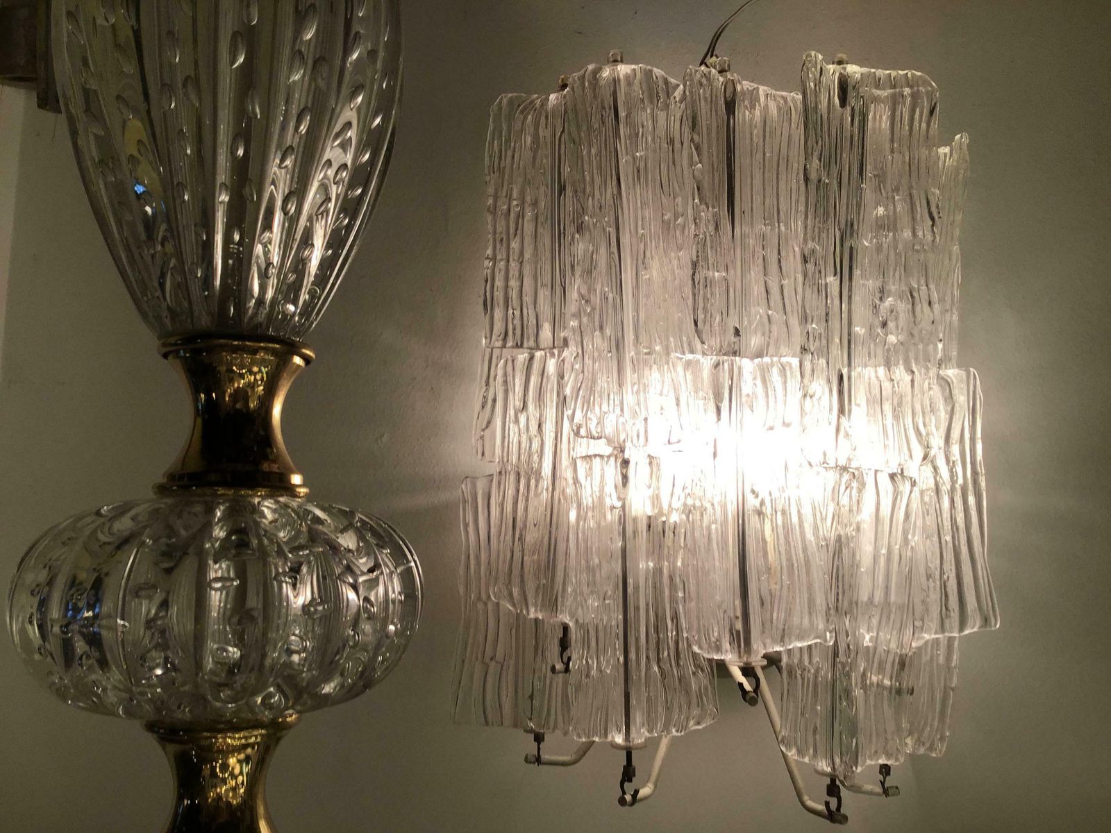 photo vinterior Venini “Toni Zuccheri “ Sconce Murano Glass Metal Crome 1950 Italy