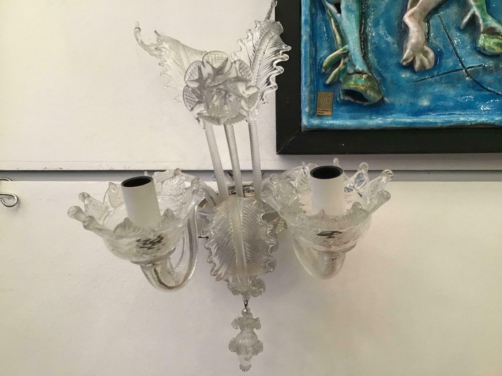 Barovier E Toso Sconce Murano Glass Iron Aluminium 1940 Italy