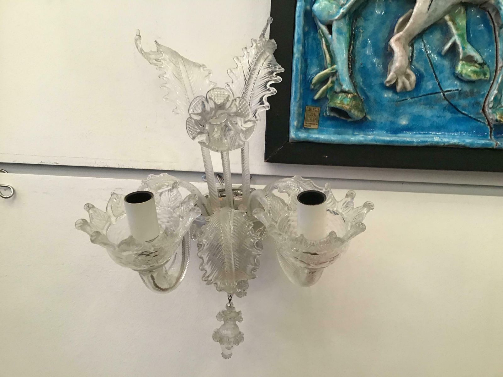 photo for sale Barovier E Toso Sconce Murano Glass Iron Aluminium 1940 Italy