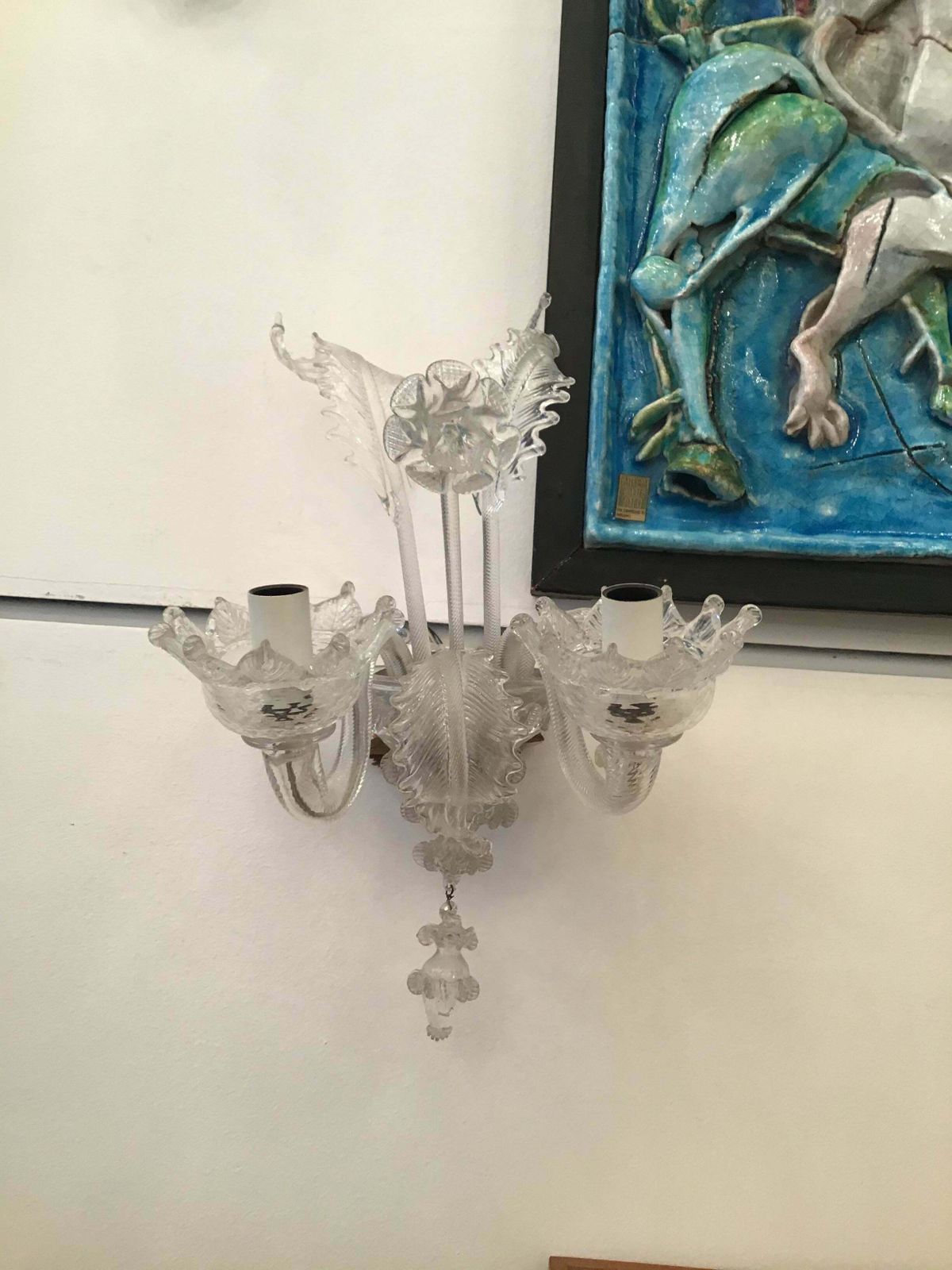 photo vinterior Barovier E Toso Sconce Murano Glass Iron Aluminium 1940 Italy