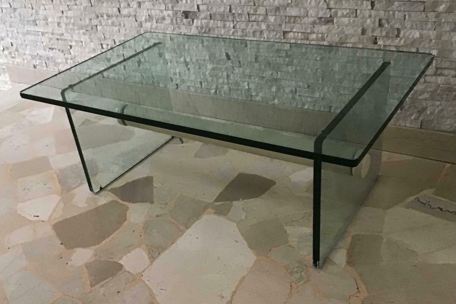 Fontana Arte Coffee Table Glass Metal 1969 Italy photo vintage