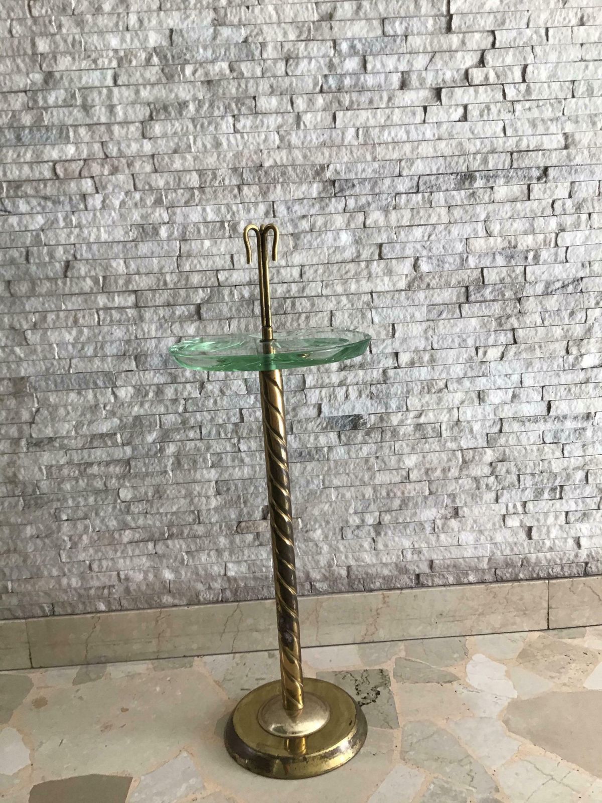 Fontana Arte Floor Ashtray Brass Glass, 1955, Italy photo buy