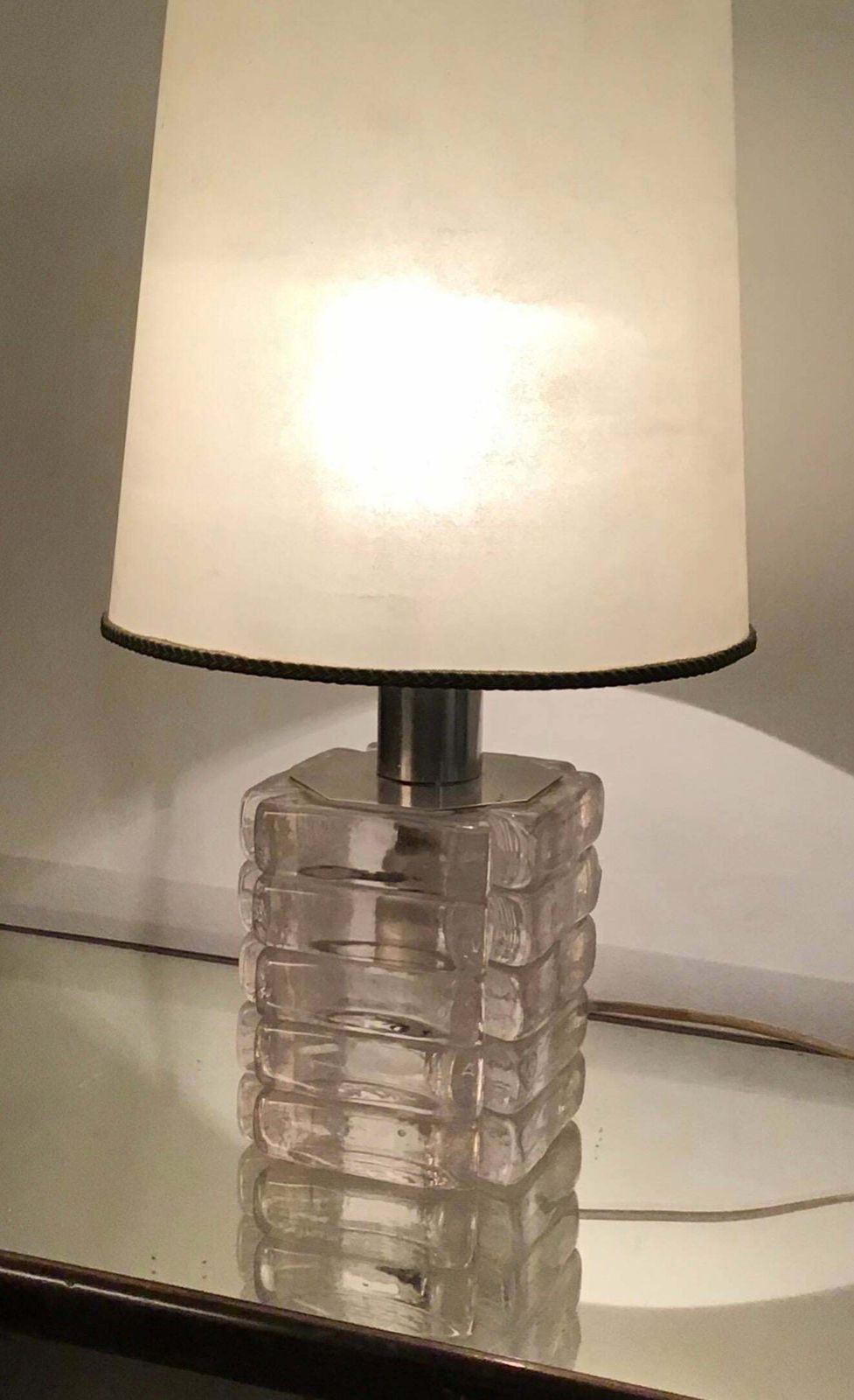 Venini Mazzega Table Lamp Murano Glass Metal Crome, 1965, Italy photo Lighting