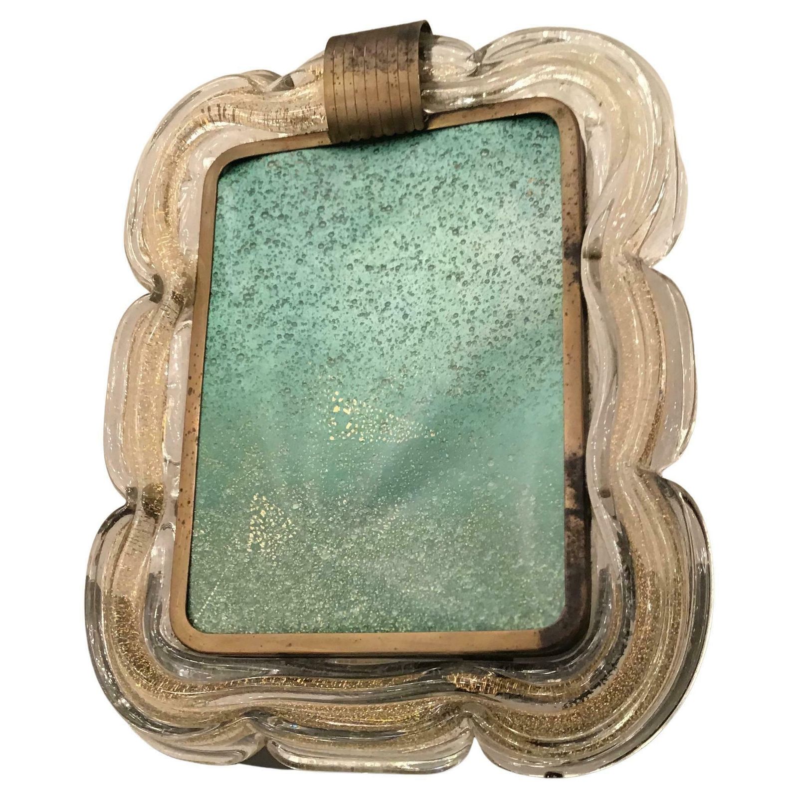 Venini Picture Frame Brass Murano Glass Gold 1940 Italy