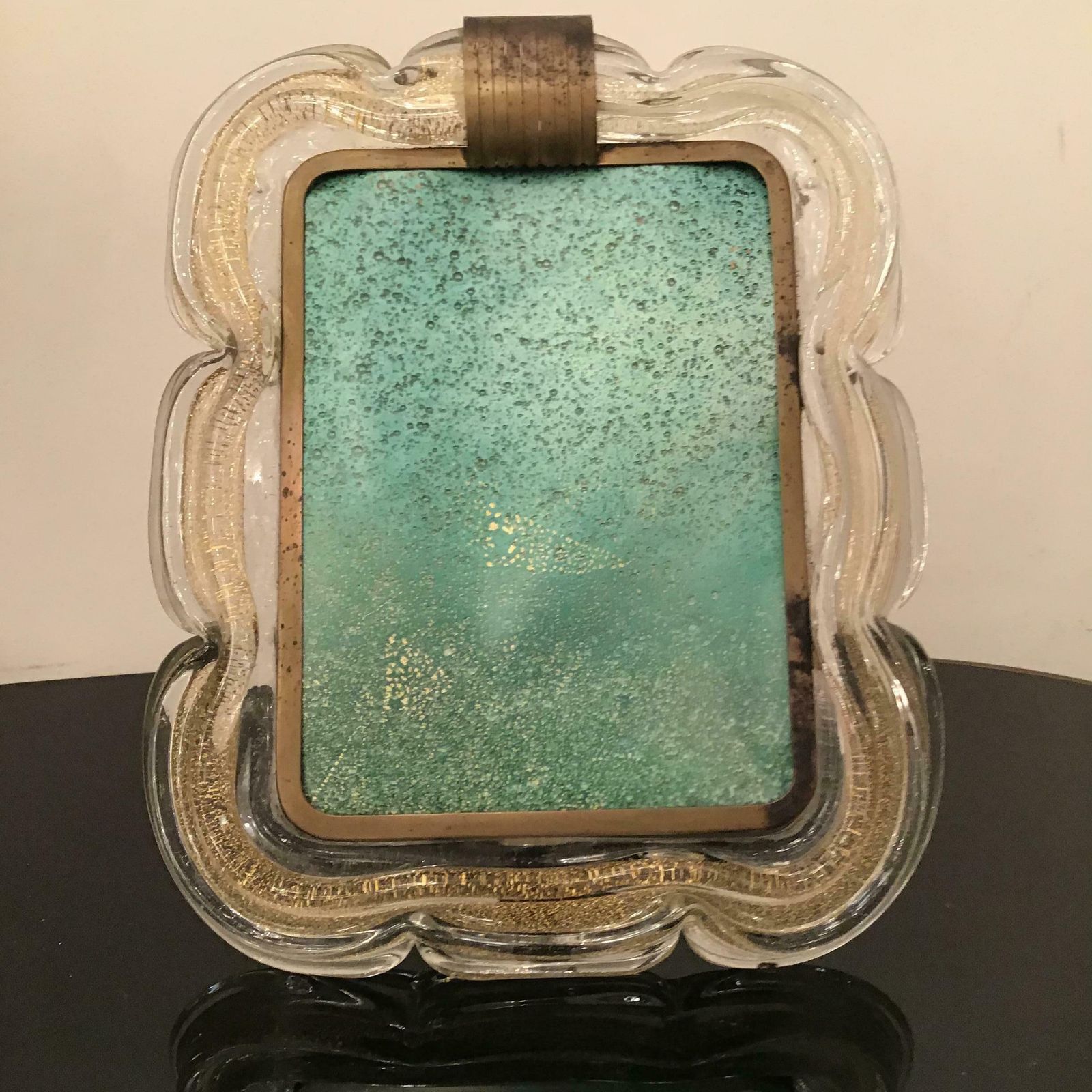 Venini Picture Frame Brass Murano Glass Gold 1940 Italy photo buy