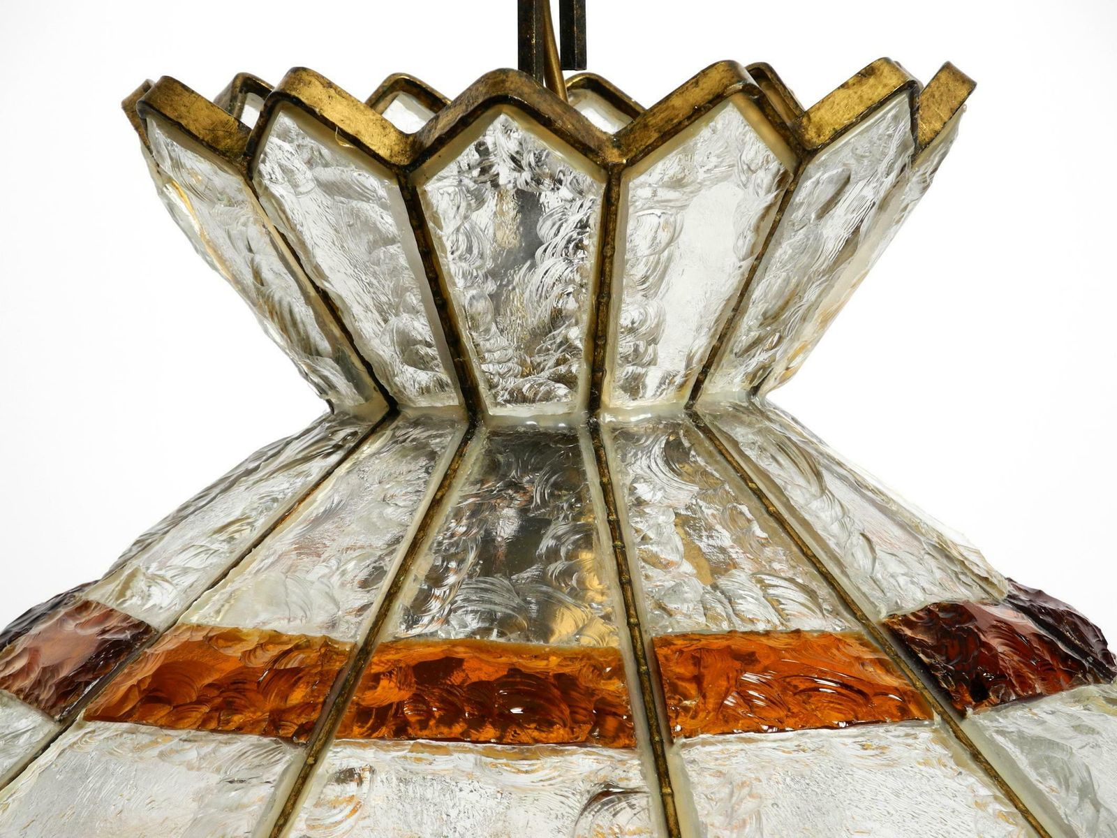 Beautiful Large Heavy 1960s Italian Poliarte Glass Ceiling Lamp photo vinterior