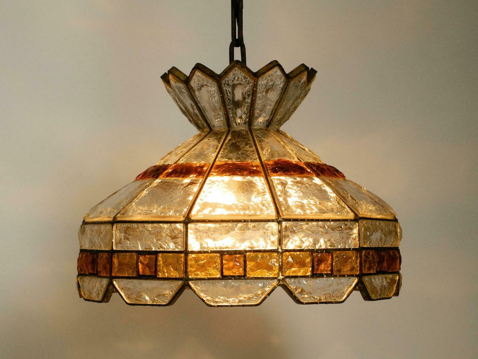 Beautiful Large Heavy 1960s Italian Poliarte Glass Ceiling Lamp photo buy