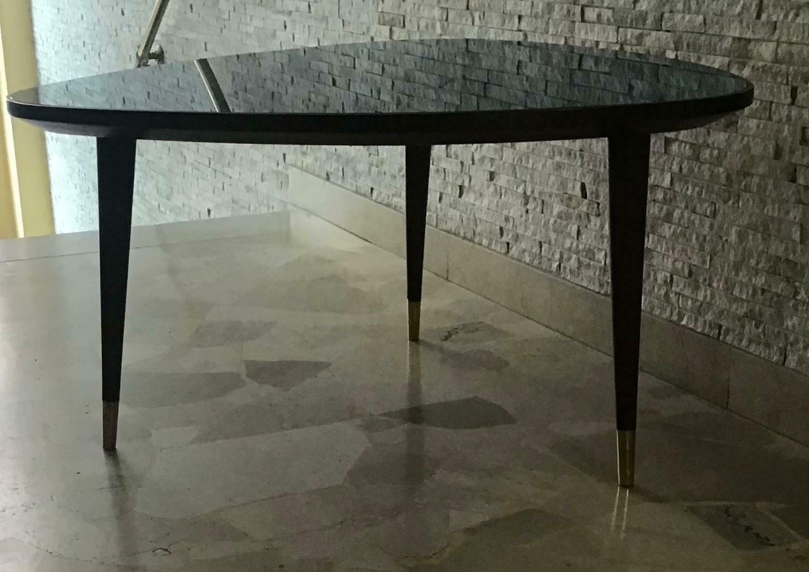Osvaldo Borsani Coffe’ Table Wood Brass Glass 1950 Italy photo vinterior