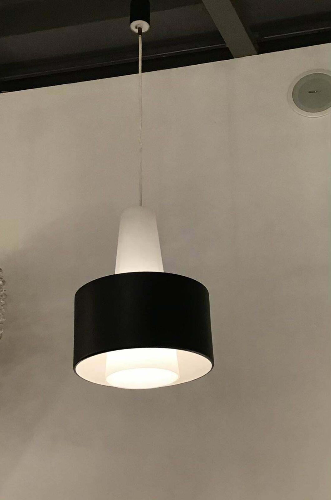 Stilnovo Chandelier Brass Opaline Glass Metal, 1950, Italy photo vinterior