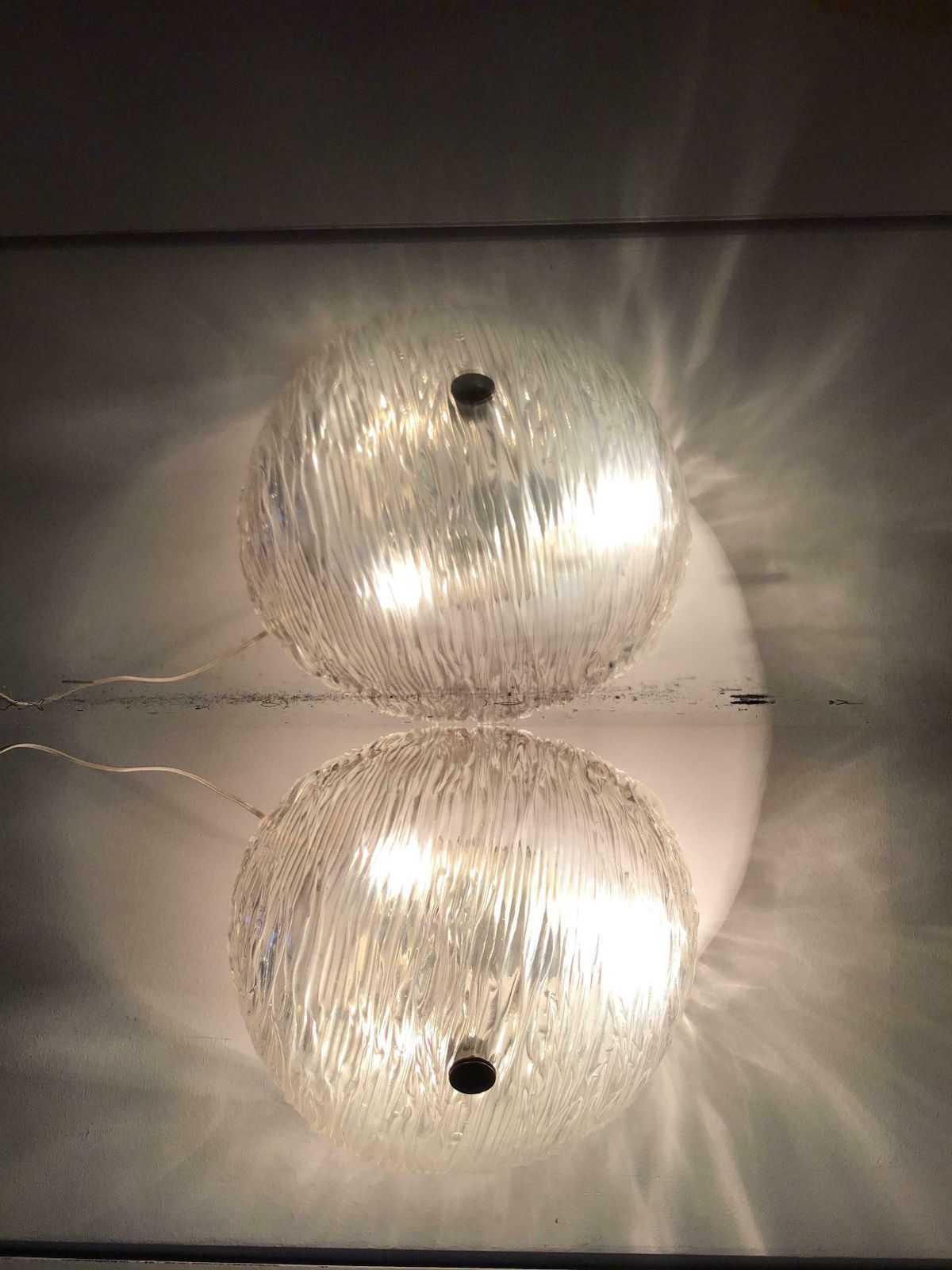 Venini Toni Zuccheri Ceiling Light/Sconce Murano Glass Brass, 1950, Italy photo for sale