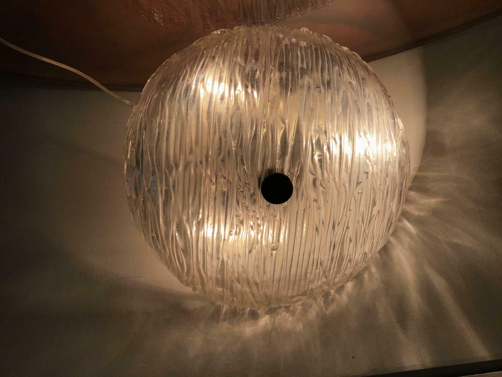photo vintage Venini Toni Zuccheri Ceiling Light/Sconce Murano Glass Brass, 1950, Italy