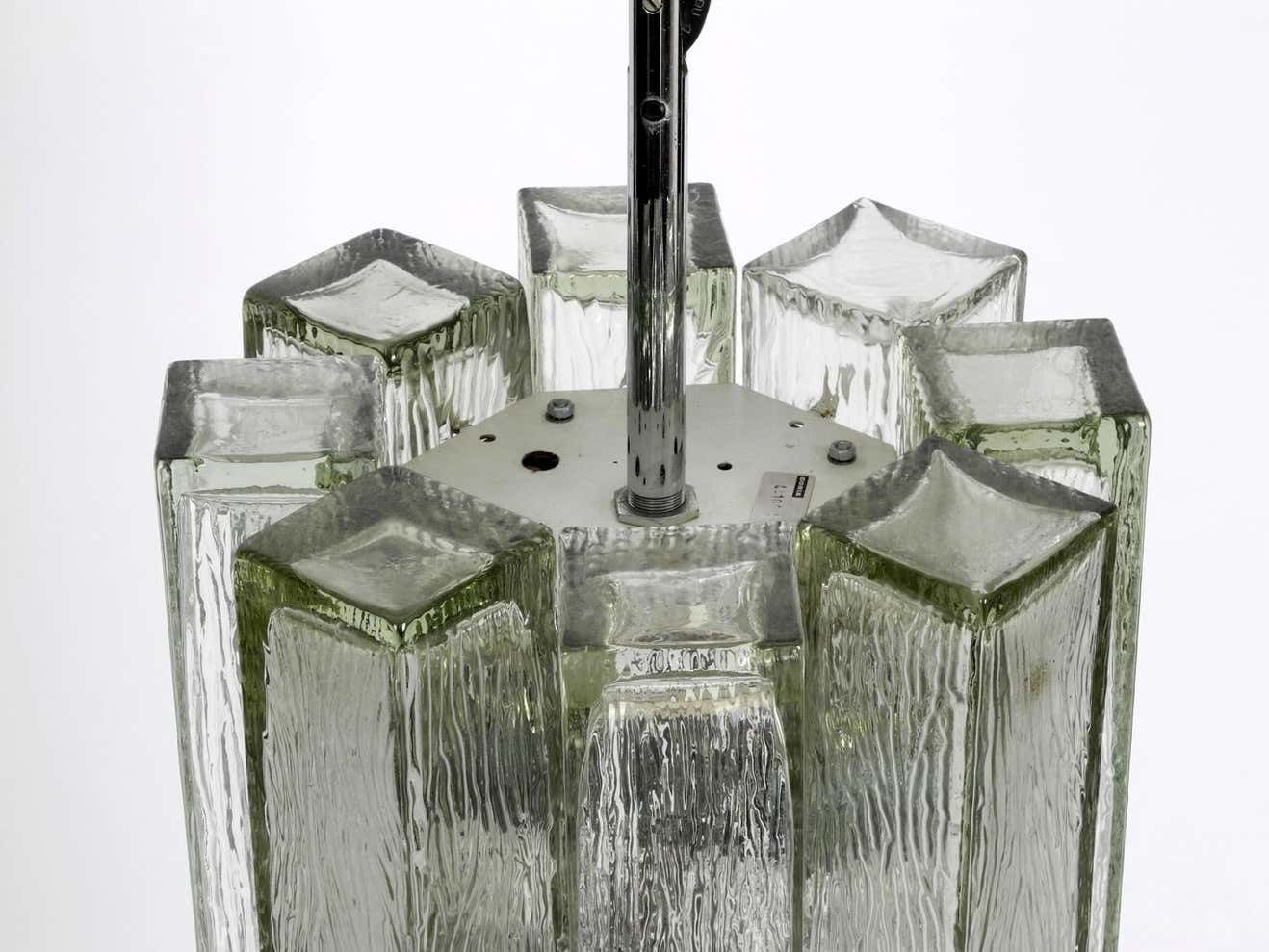 Extra Large Glass Pendant Lamp By Doria Mid Century Modern Brutalist Design photo buy