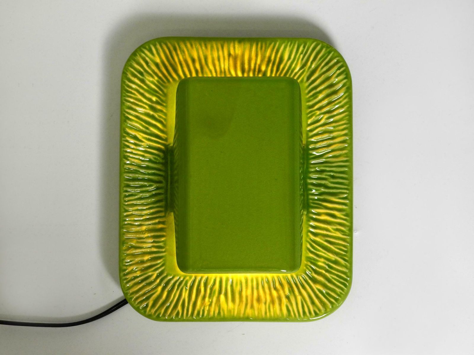 Pair Of Extraordinary Orange And Green Glazed 60s Ceramic Wall Lights By Kaiser photo Lighting