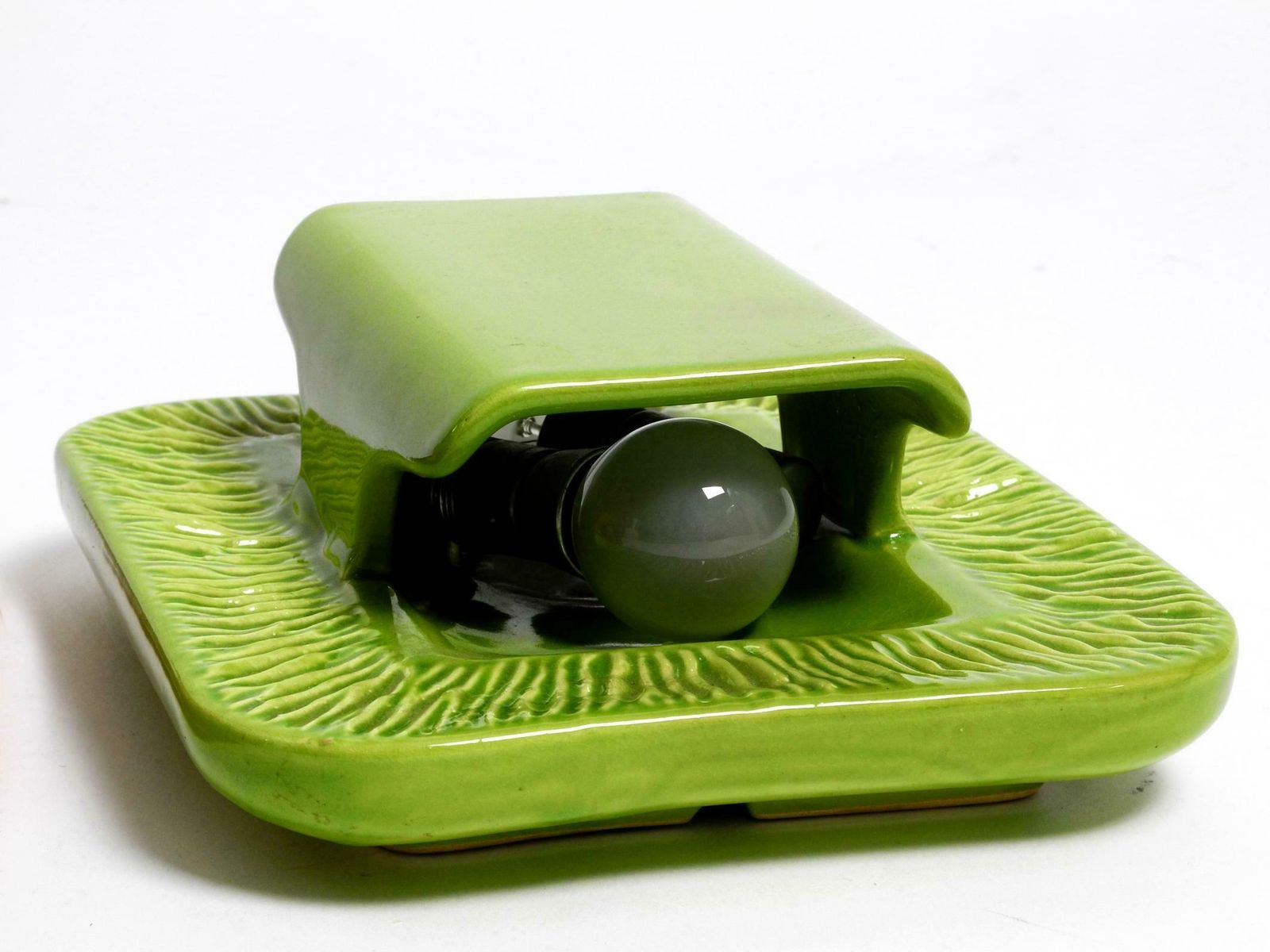 photo buy Pair Of Extraordinary Orange And Green Glazed 60s Ceramic Wall Lights By Kaiser
