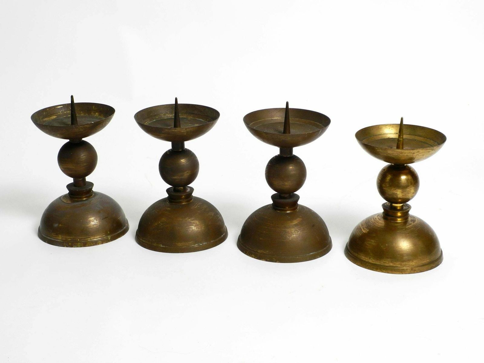 4 Rare Large Heavy Mid Century Brass Candlesticks From A Bavarian Church