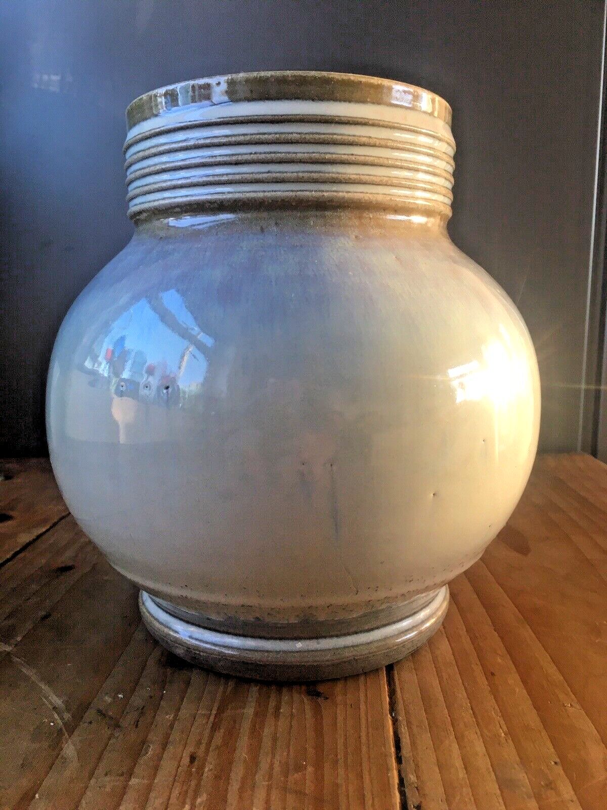 Art Deco Dearston Stoneware Fulham Pottery Sl Lb Squat Vase Signed Ezra Dearing
