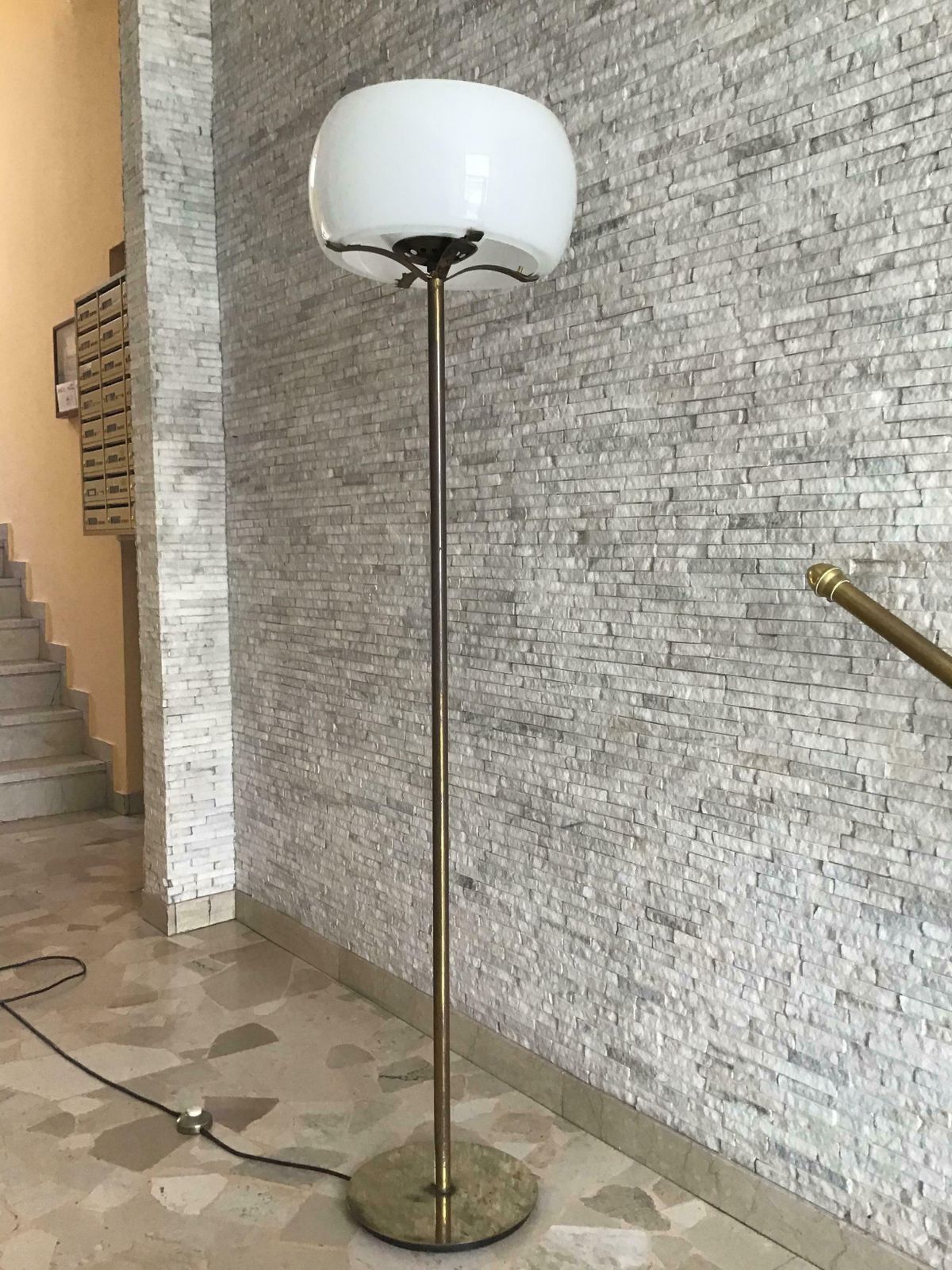 Vico Magistretti #Floor Lamp Brass Glass, 1960, Italy photo vintage