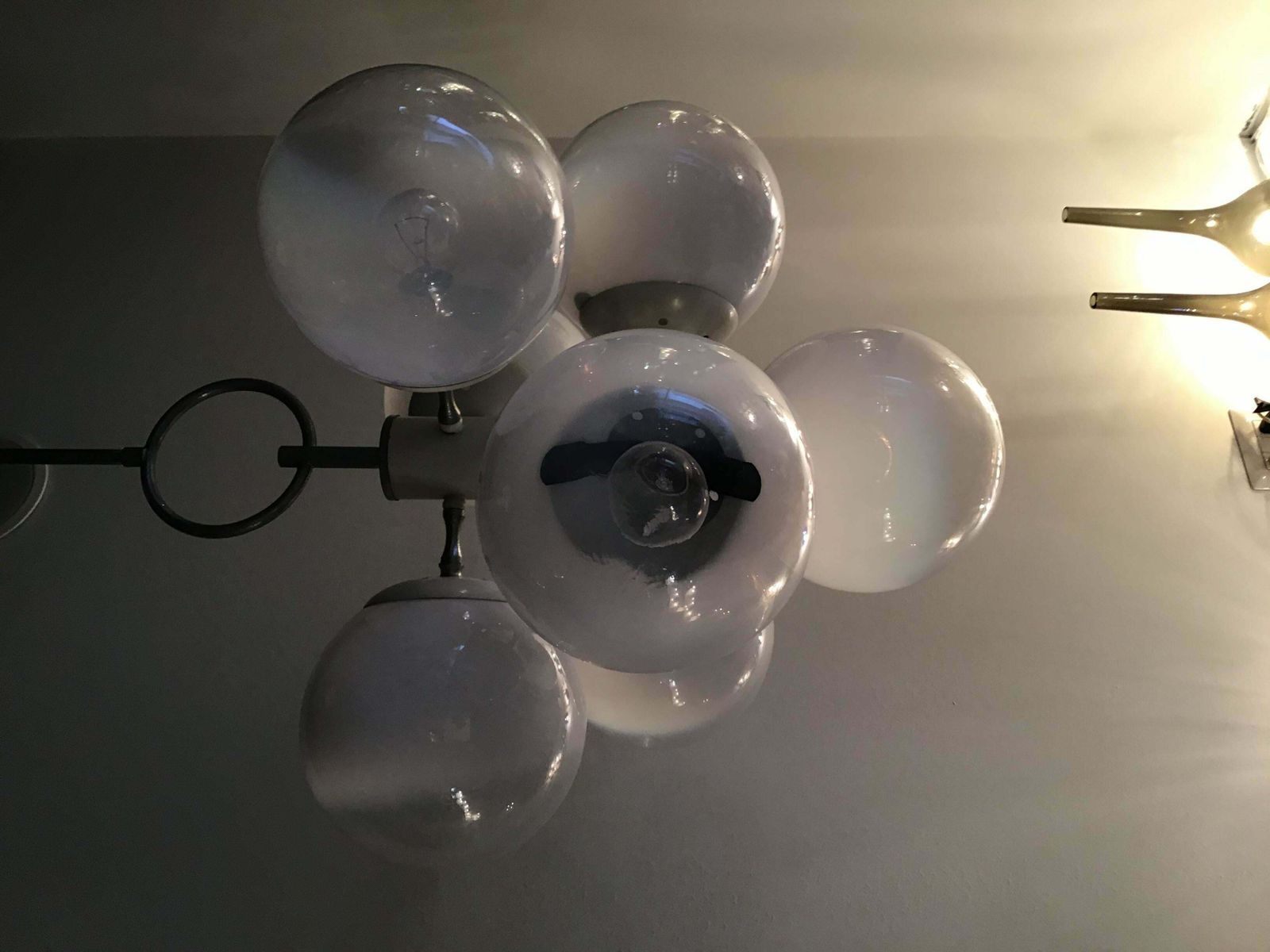 Stilnovo Style Chandelier Glass Metal Crome 7 Lights, 1960, Italy photo buy