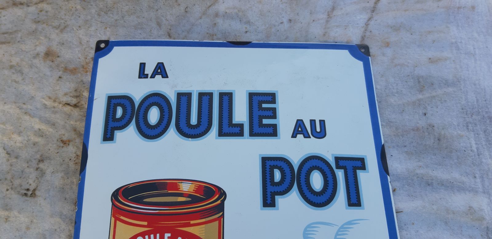 Enamel Plate "La Poule Au Pot" The Perfect Consommé photo vintage