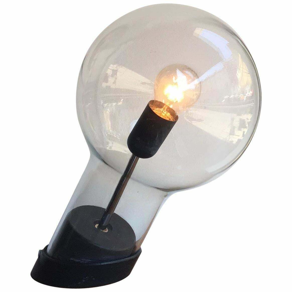 Stilnov Styletable Lamp Glass Ghisa Metal, 1960, Italy