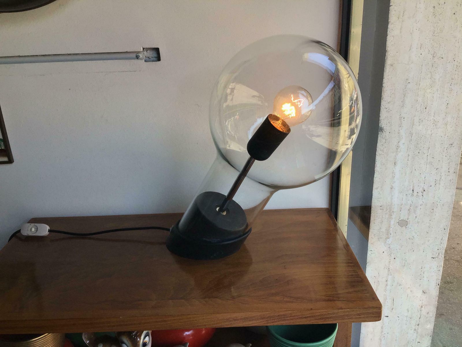 1718.0 Stilnov Styletable Lamp Glass Ghisa Metal, 1960, Italy photo