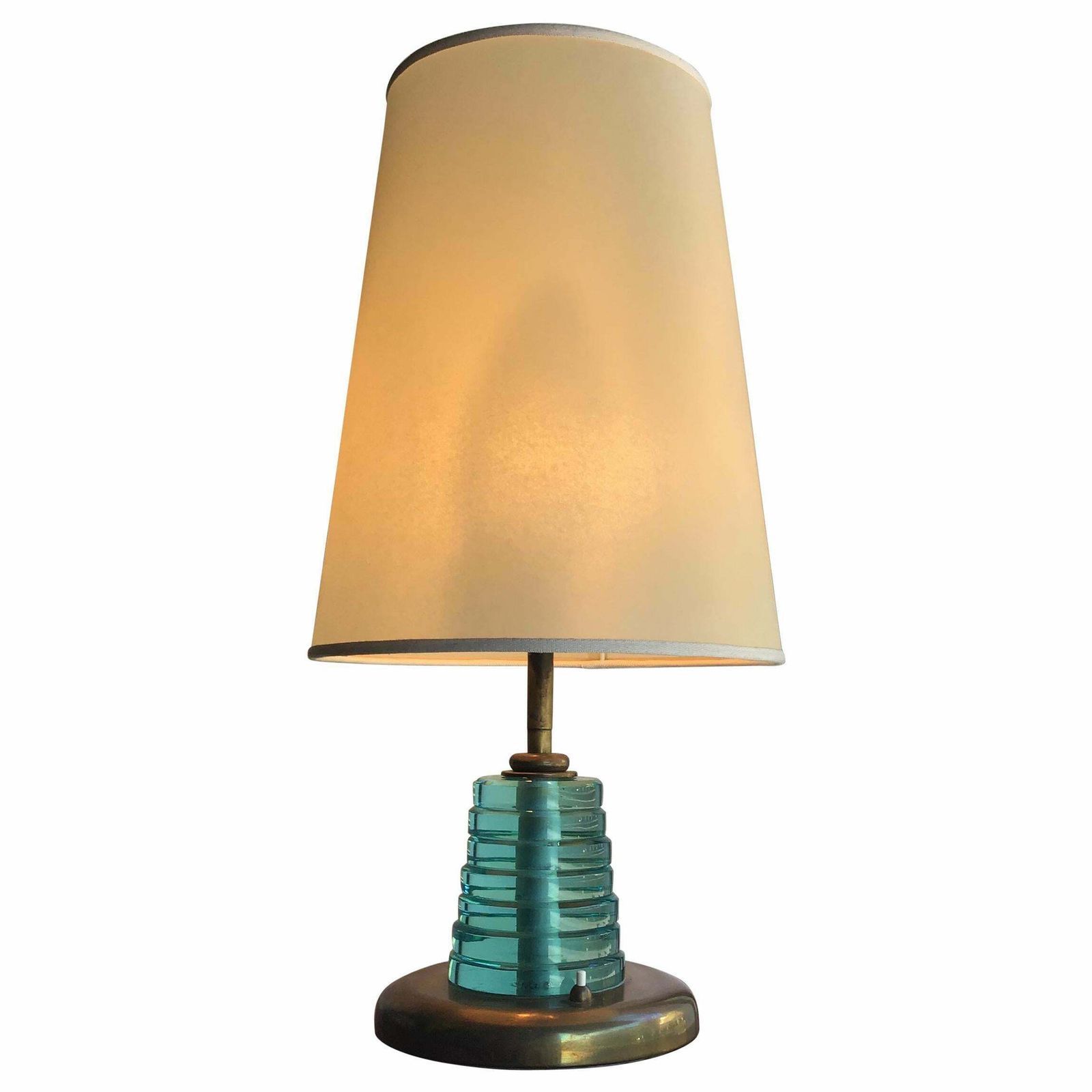Fontana Arte Table Lamp Brass Glass Pergamena, 1950, Italy