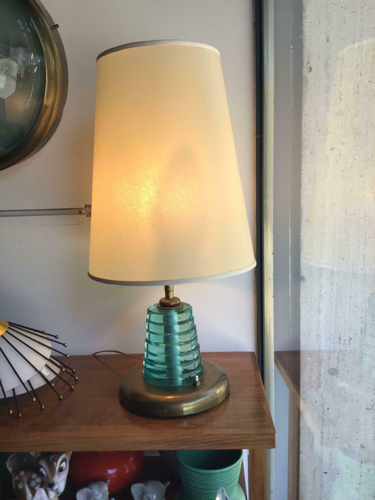 Fontana Arte Table Lamp Brass Glass Pergamena, 1950, Italy photo furniture
