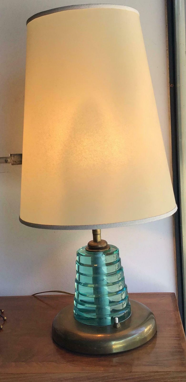 photo for sale Fontana Arte Table Lamp Brass Glass Pergamena, 1950, Italy