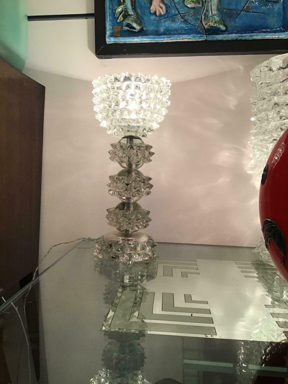 Barovier E Toso “Rostrato” Table Lamp Murano Glass Metal Crome 1940 Italy photo for sale