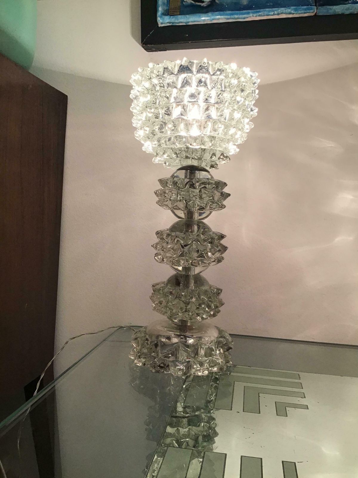 photo for sale Barovier E Toso “Rostrato” Table Lamp Murano Glass Metal Crome 1940 Italy