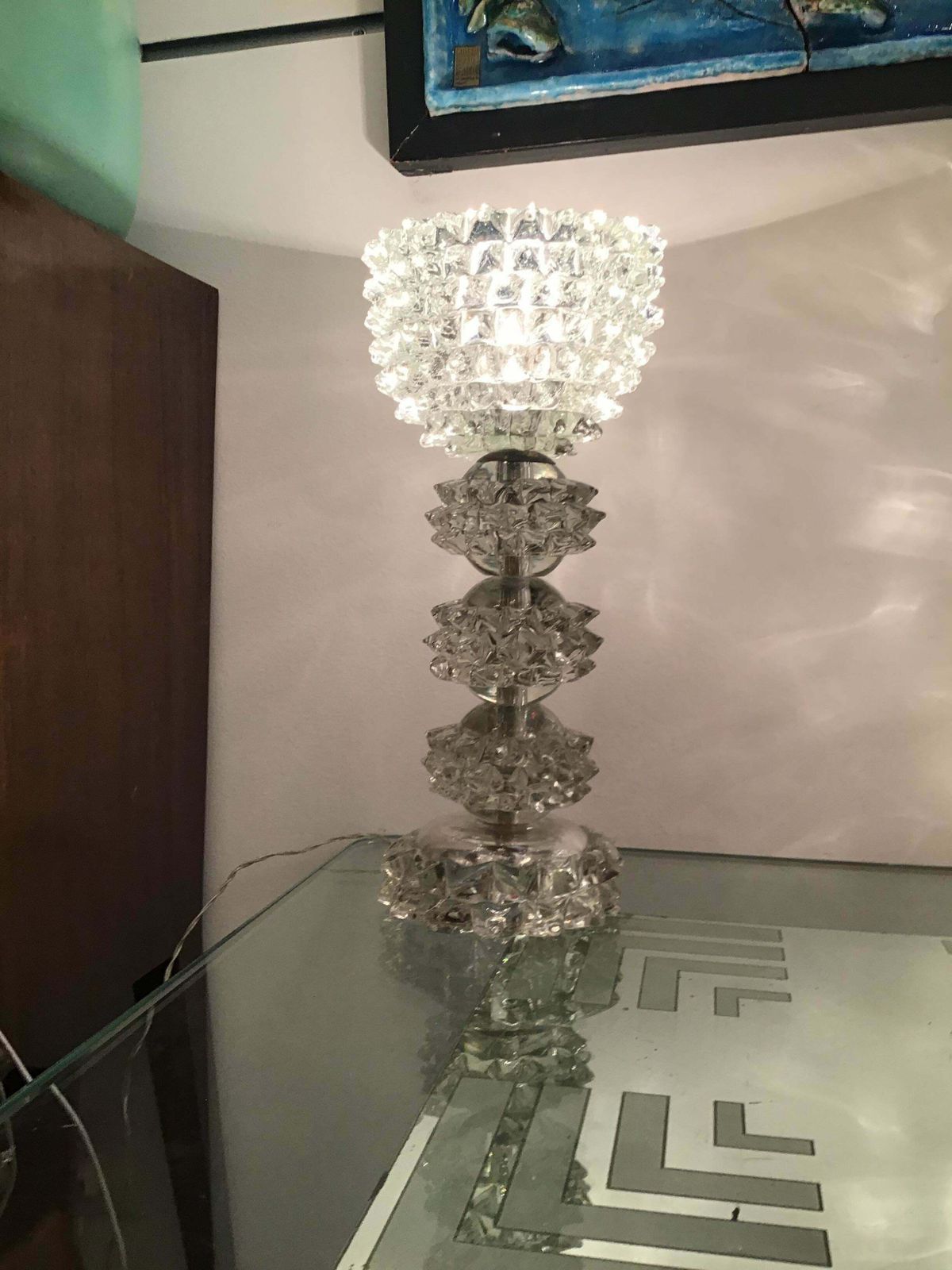 photo buy Barovier E Toso “Rostrato” Table Lamp Murano Glass Metal Crome 1940 Italy