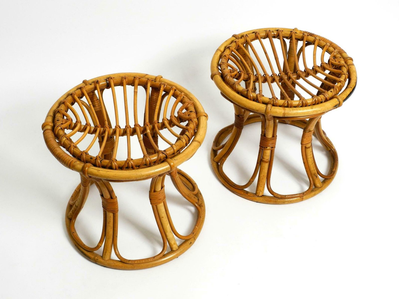 Pair Of Beautiful Rare Original 1960's Italian Bamboo Stools photo for sale