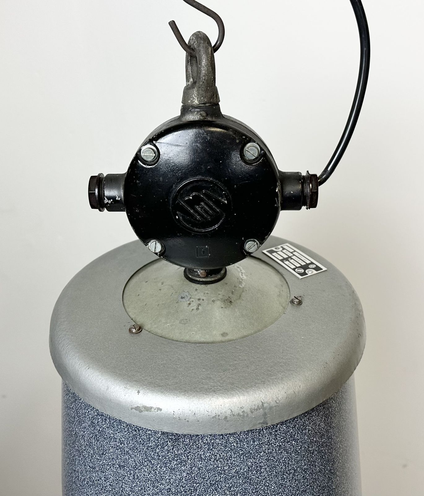 Large Grey Enamel Industrial Factory Lamp From Elektrosvit, 1960s, 49x photo furniture
