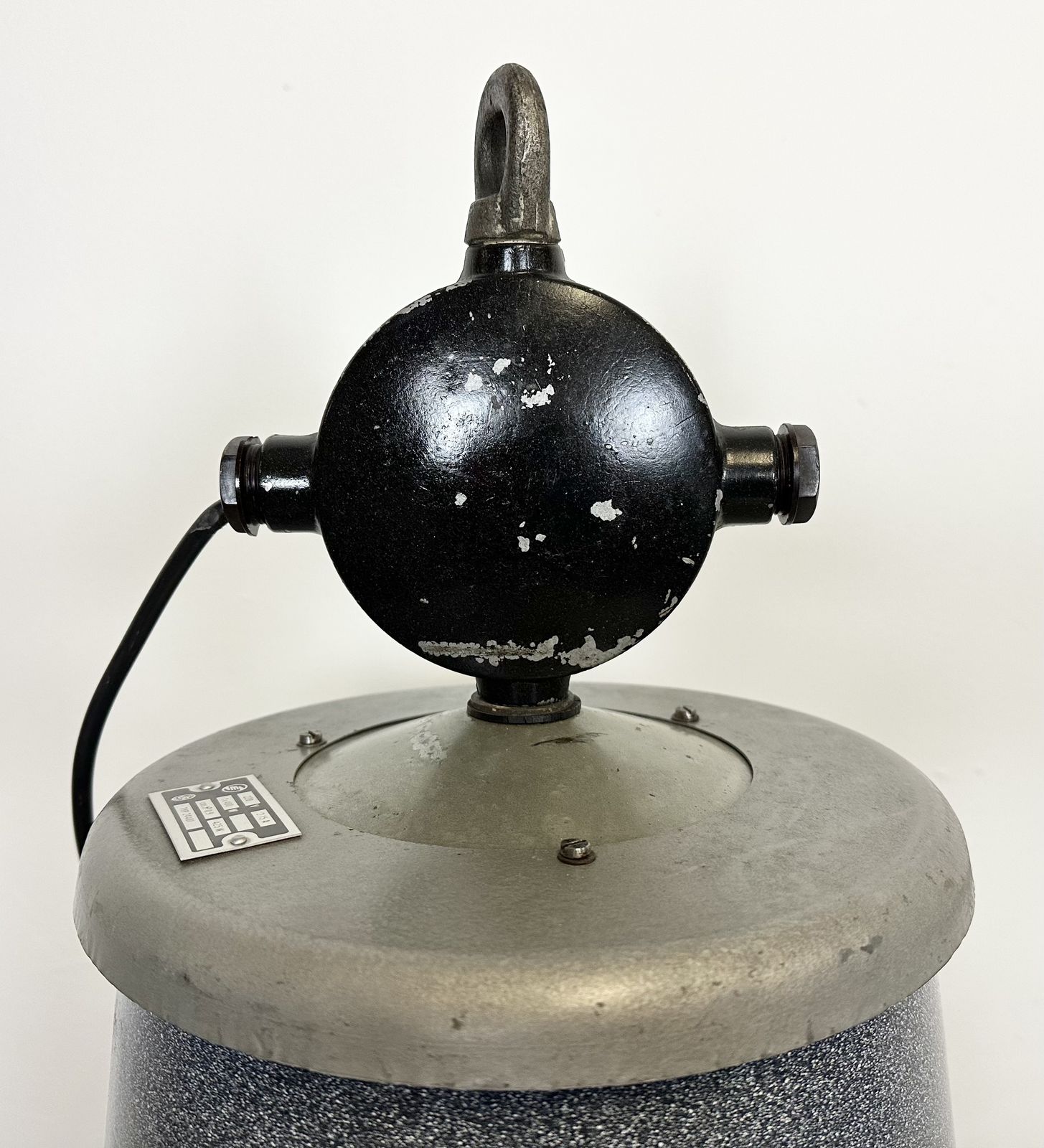 photo buy Large Grey Enamel Industrial Factory Lamp From Elektrosvit, 1960s, 49x