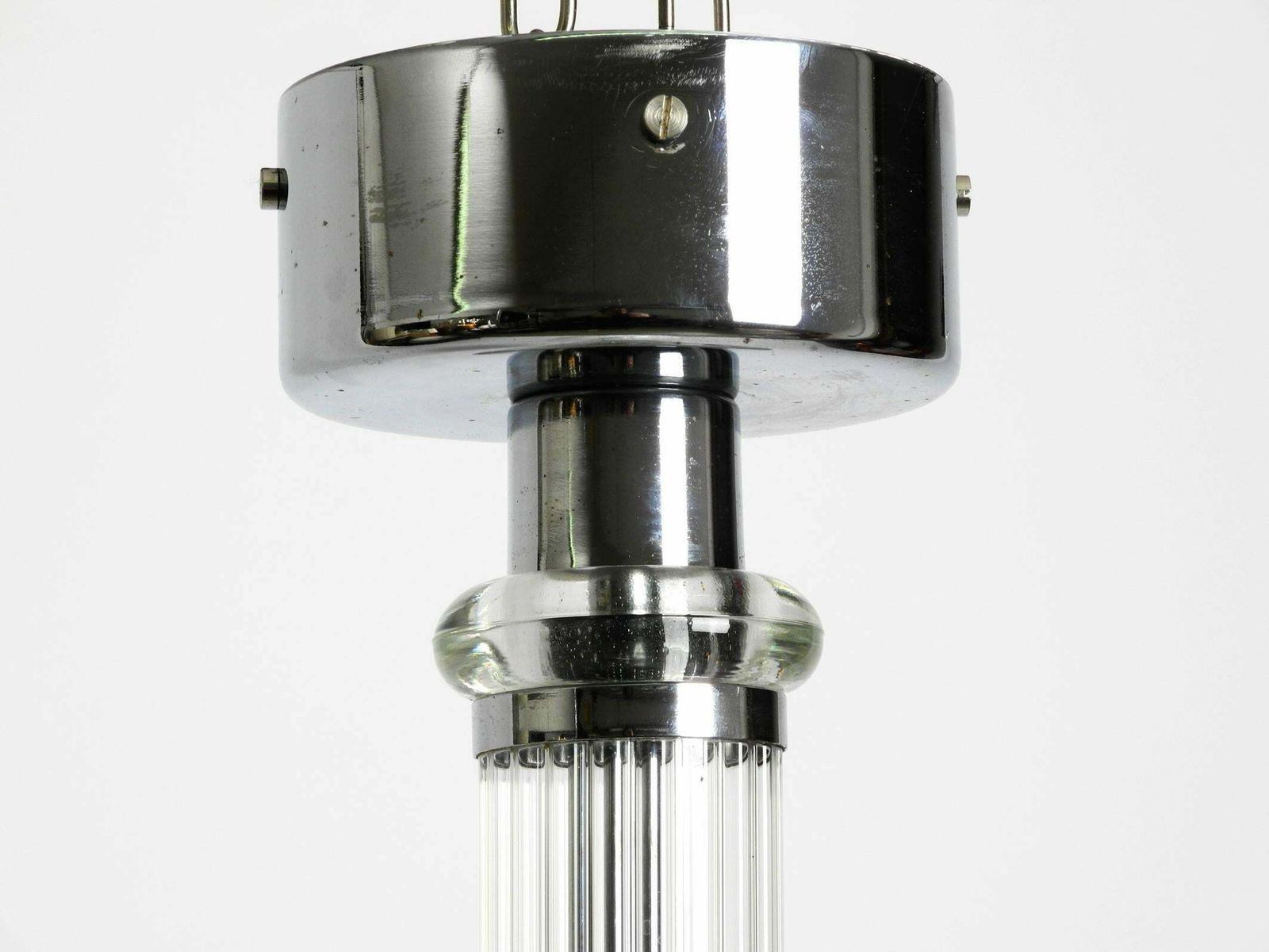 Large Rare Czech Mid Century Glass Ceiling Lamp With Glass Shade And Glass Rod photo buy