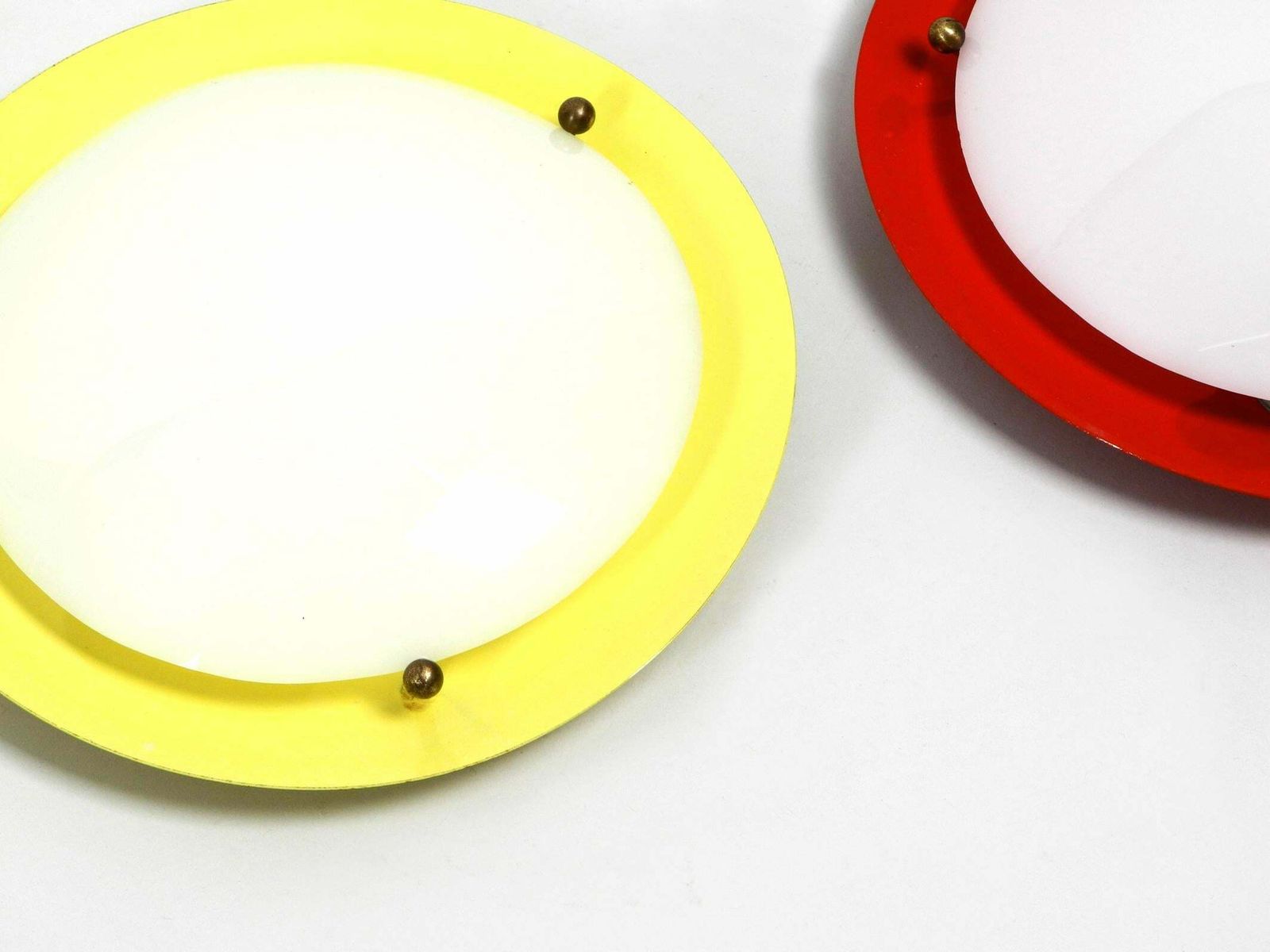 photo buy Three Round Midcentury Wall Or Ceiling Lamps Made Of Metal And Plexiglass Shade