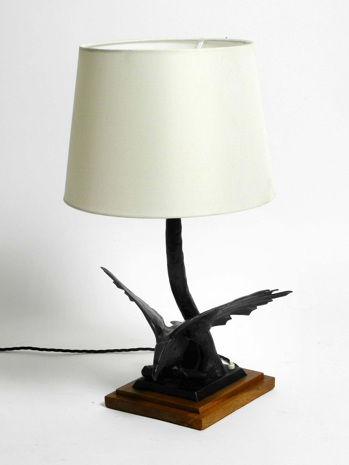 Very Elegant Large 1940s Table Lamp Made Of Iron In The Shape Of An Eagle photo for sale