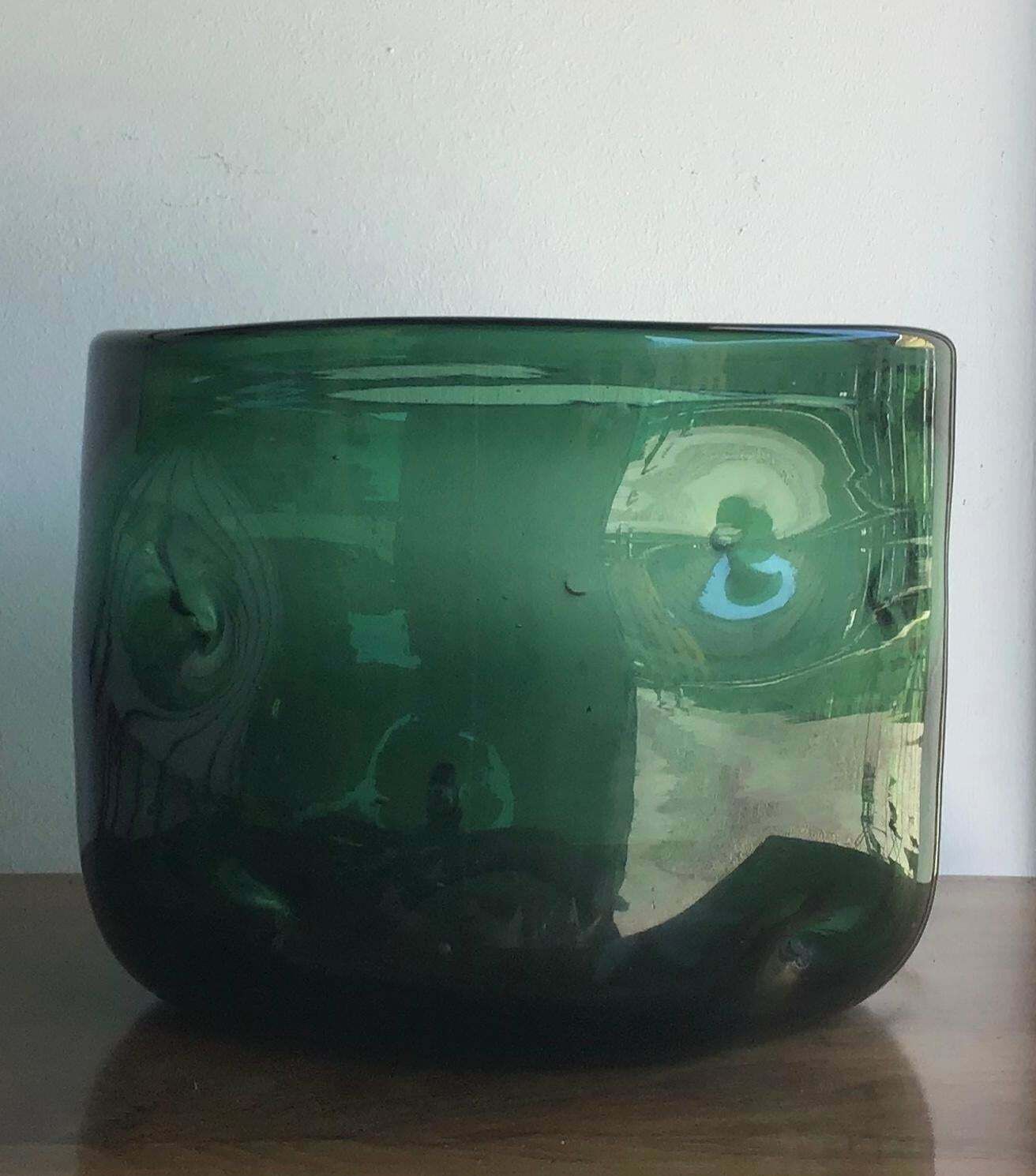 Empoli Vase Blown Glass Green, 1955, Italy photo furniture