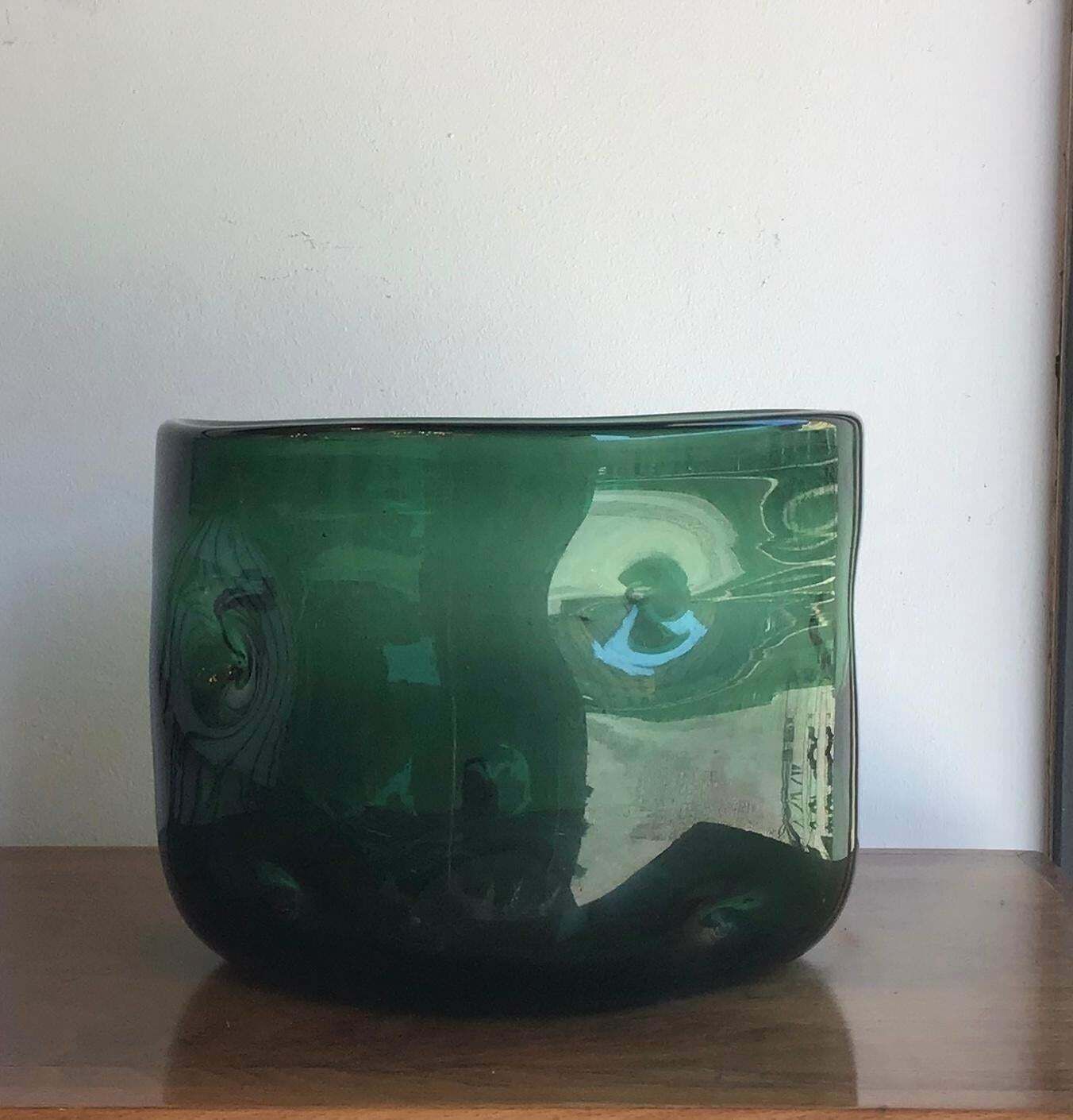 Empoli Vase Blown Glass Green, 1955, Italy photo buy