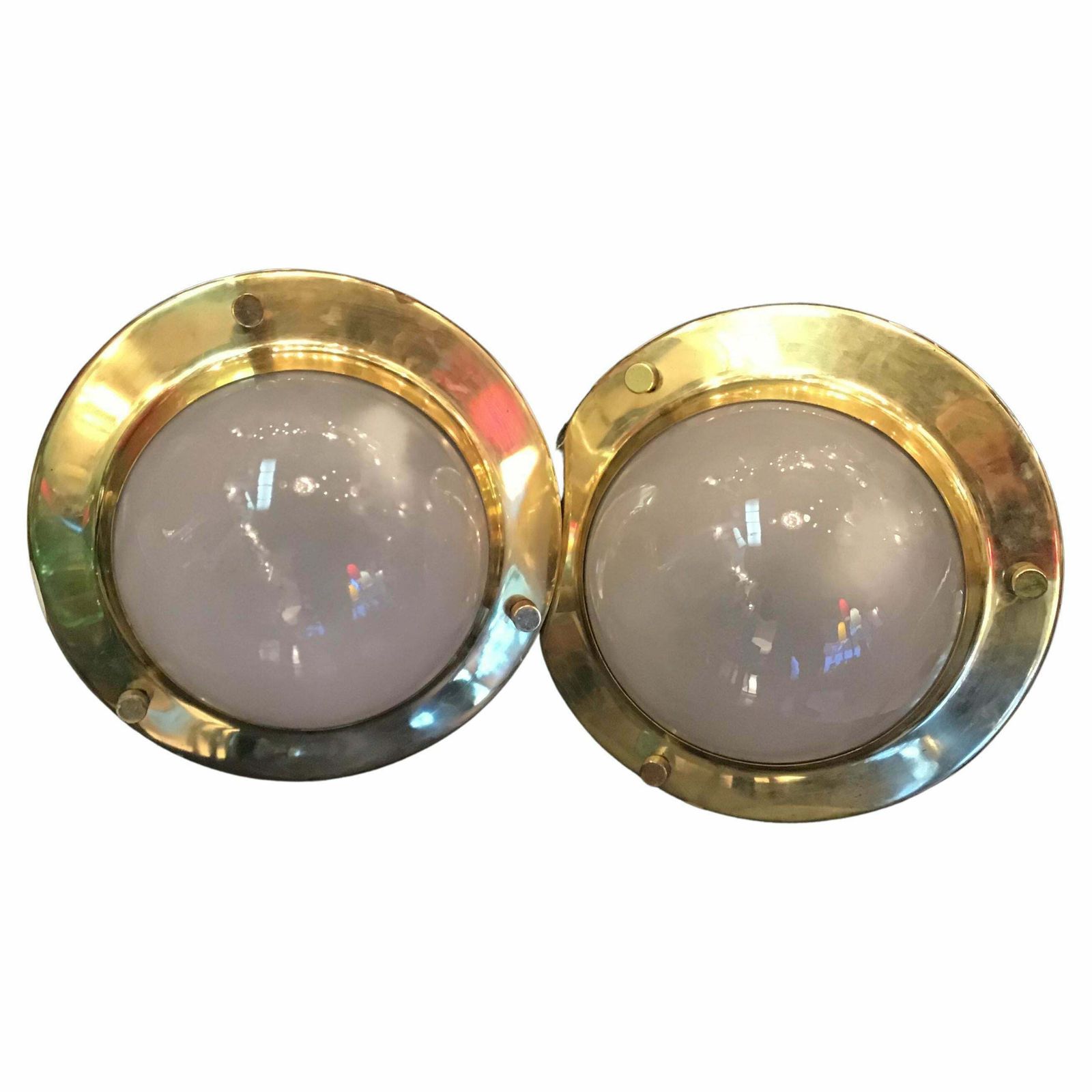 Luigi Caccia Dominioni "Lps6" Tommi 1956 Brass Glass Ceiling Lights, Italy