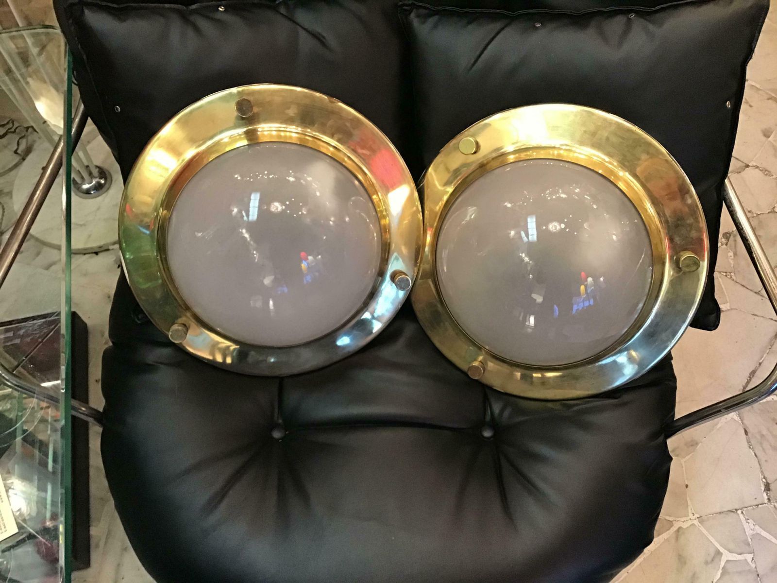 Luigi Caccia Dominioni "Lps6" Tommi 1956 Brass Glass Ceiling Lights, Italy photo 813.0